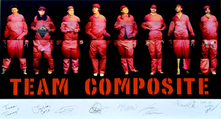  Team Composite:: 2002.  Team poster of the four collaborators and four performers. 