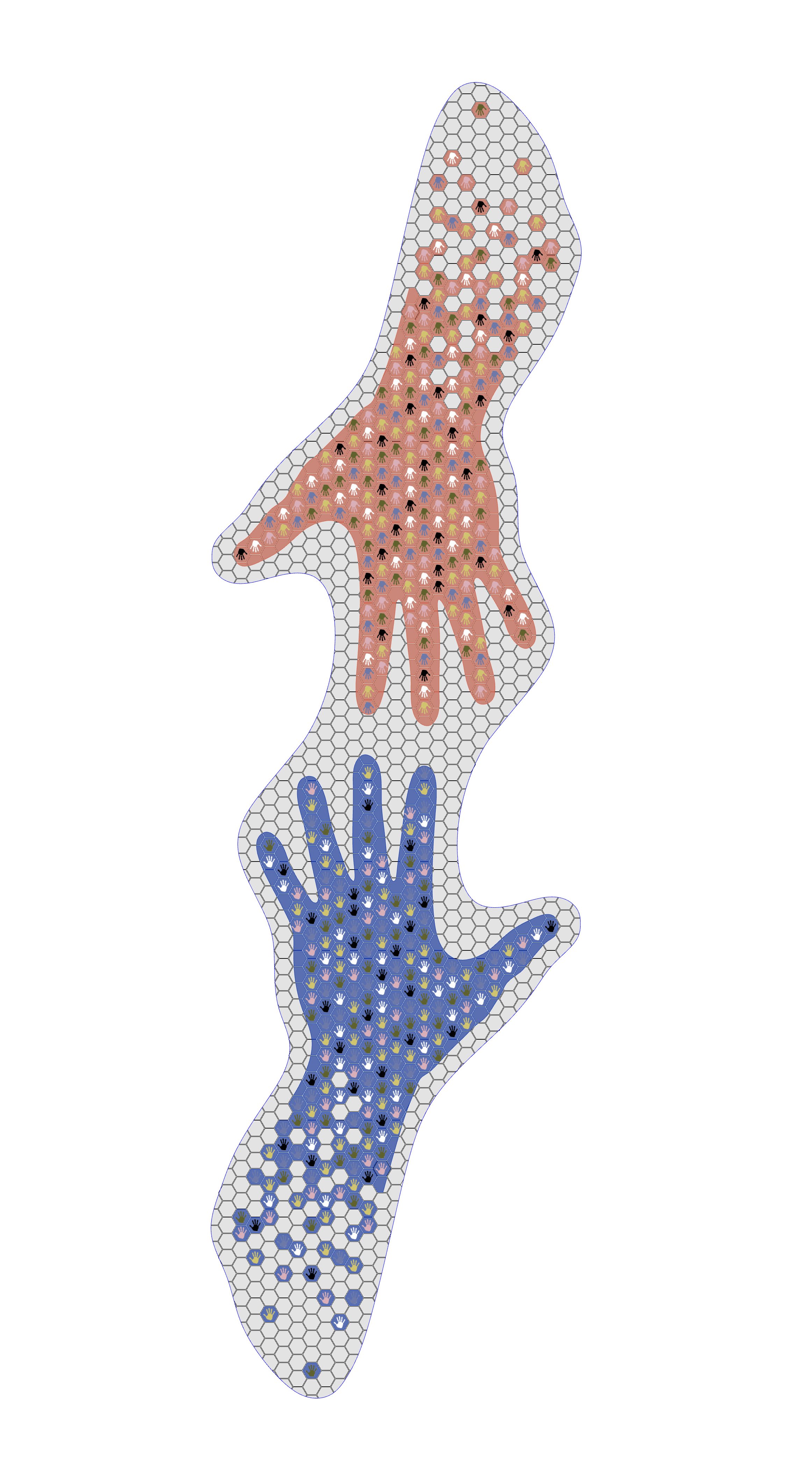 Mutual Aid, Lykins Square Park, East 8th Street and Norton Ave, Kansas City, MO :: 2024 Original designs included an array of tiles set into the plaza surface in the shape of two reaching hands, but we became concerned about long-term weather im