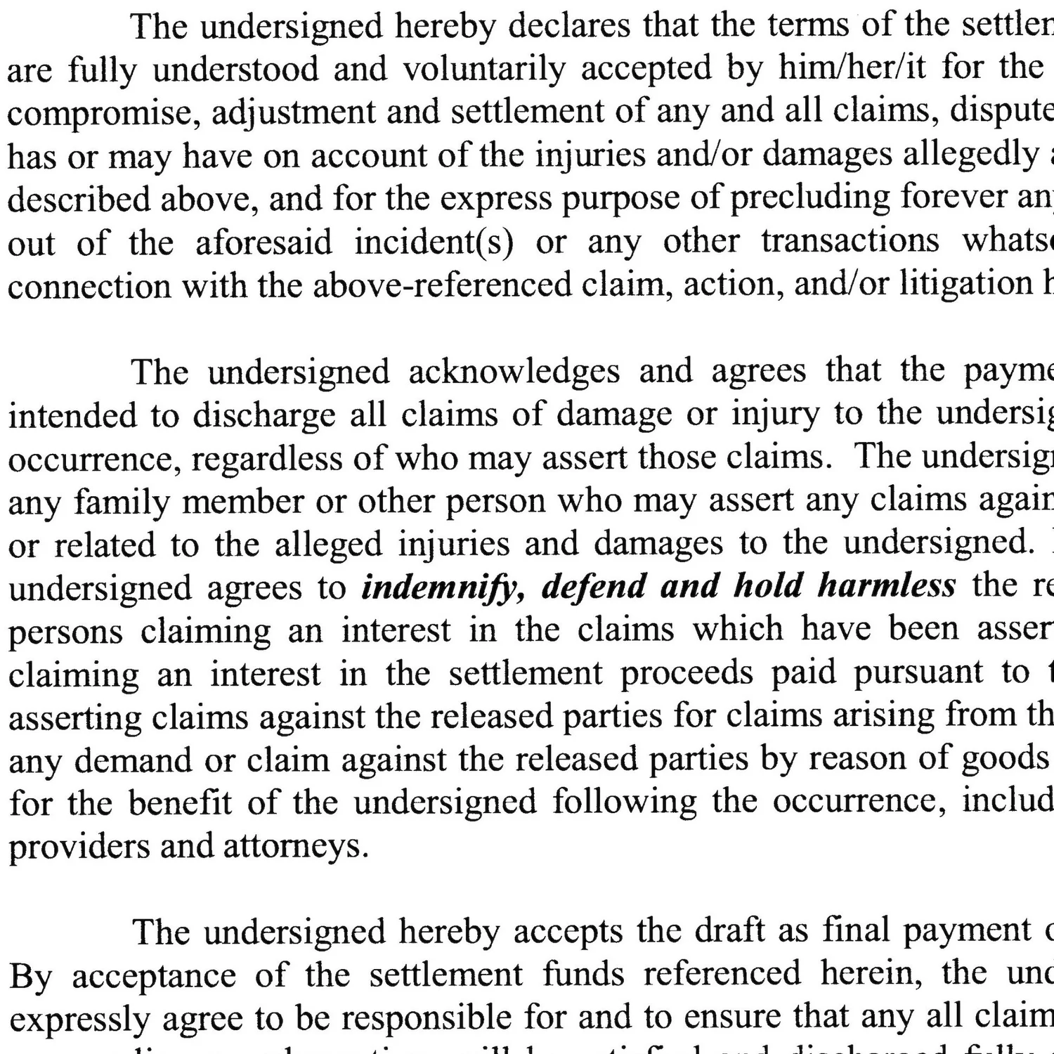 Release Agreements and “The Swoop and Settle” — The Law Office of ...