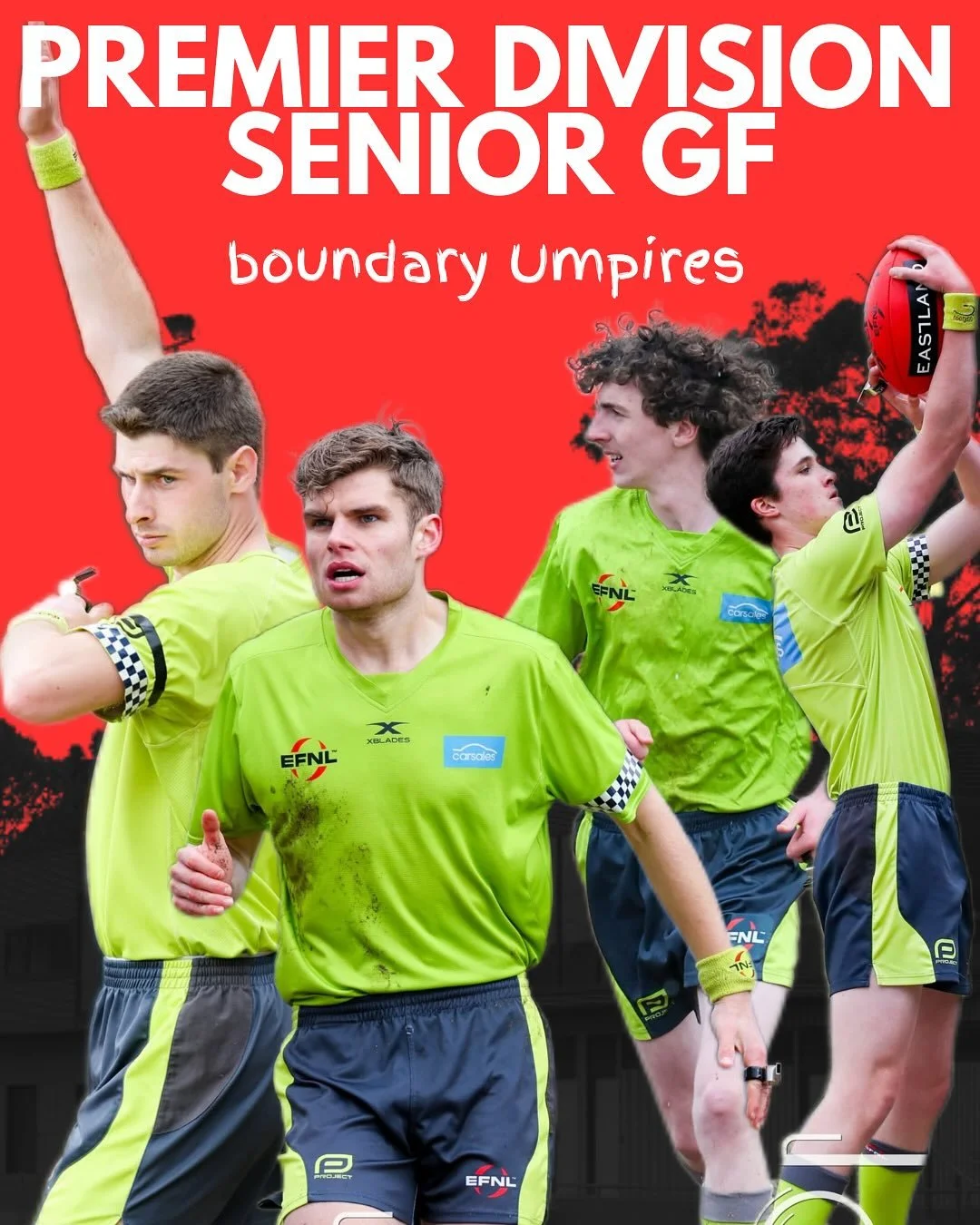 🏆 Premier Division Senior Grand Final &ndash; Boundary Umpires 🏆

Congratulations to our 2025 Premier Division Senior Grand Final Boundary Umpires 👏

Jacob Tymms officiates his 1st Premier Division Senior Grand Final (2025).

Ryan Paravicini also 
