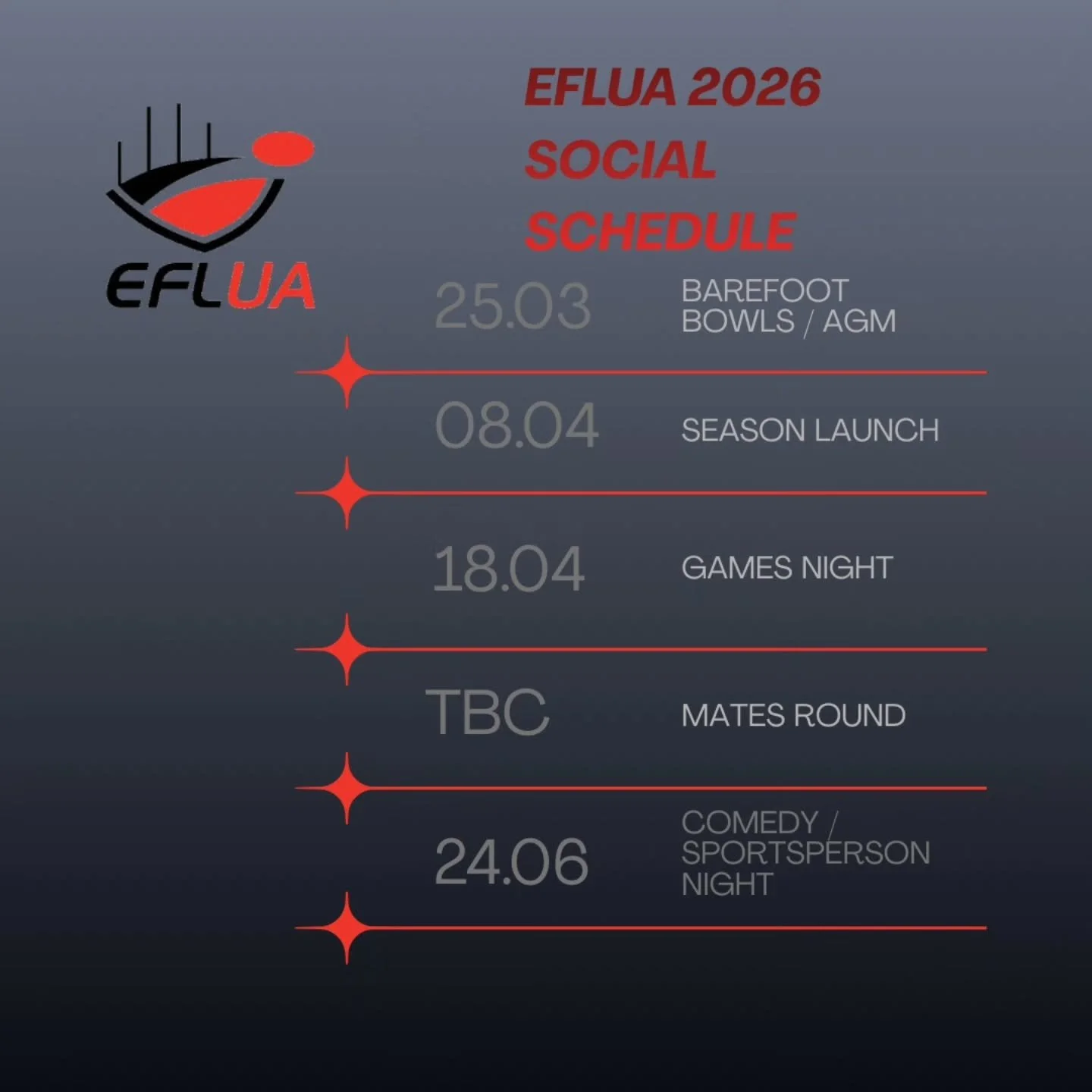 2026 Social Calendar is here! 🔥

We`re super keen to bring you the new social calendar for the upcoming season. Be sure to mark your calendars, this is going to be a year of BIG things, so if you haven't become a member yet, there's still plenty of 