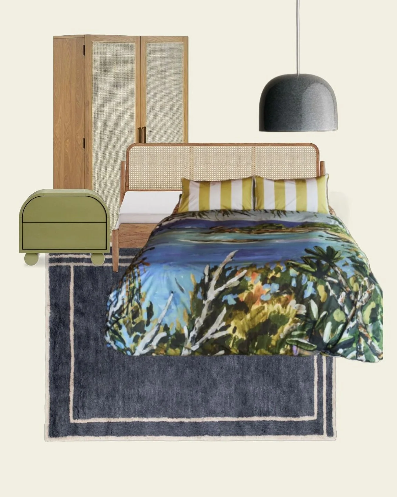 It’s #moodboardmonday!
.
Image credits: per tags
Background: @taubmans Milk Cloud
.
Keep everything else simple when styling with a statement doona cover to avoid your bedroom becoming over-stimulating
.
#hausmadeinteriors #bedroomstylinginspo