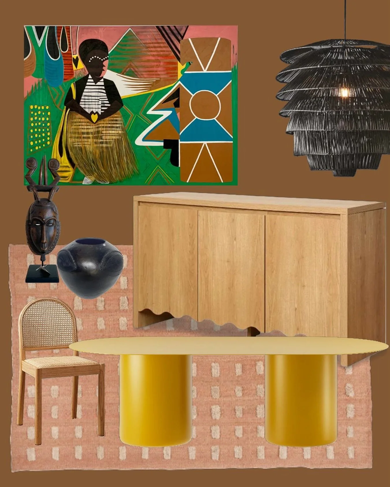 Hero Piece:  Sana Balai, curator, visits Yuriyal&rsquo;s studio
.
Image credits: per tags
.
#hausmadeinteriors #startwithart #diningroominspo #archibaldprize