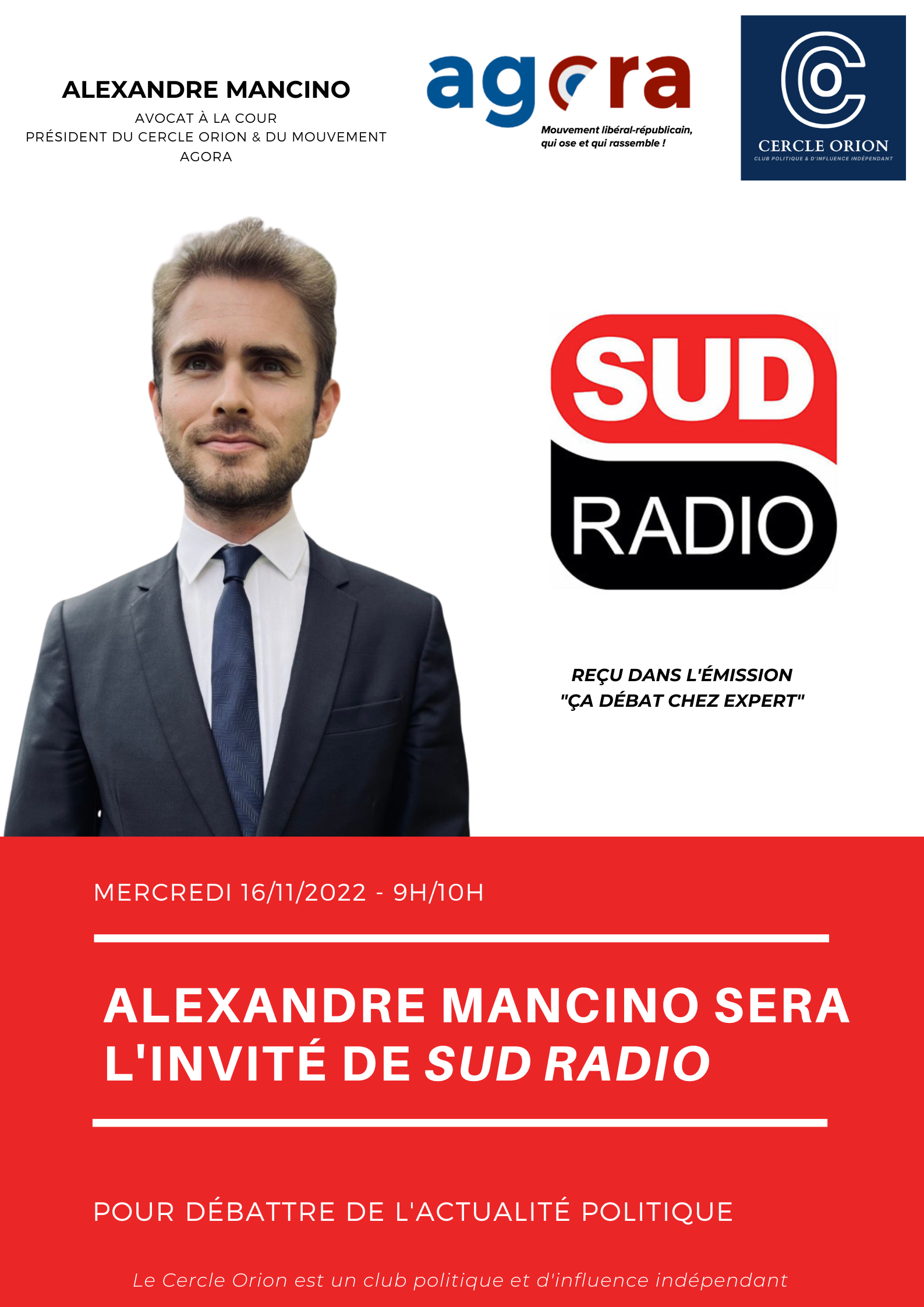 Alexandre MANCINO, invité de Sud Radio pour analyser l'actualité : politique migratoire, transition écologique, guerre en Ukraine 