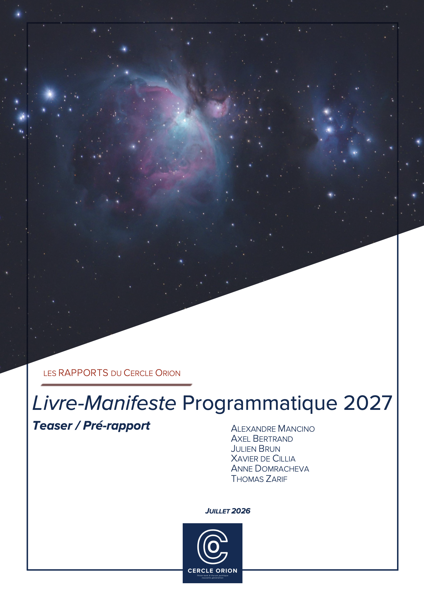 [Parution pré-rapport programmatique 2027]