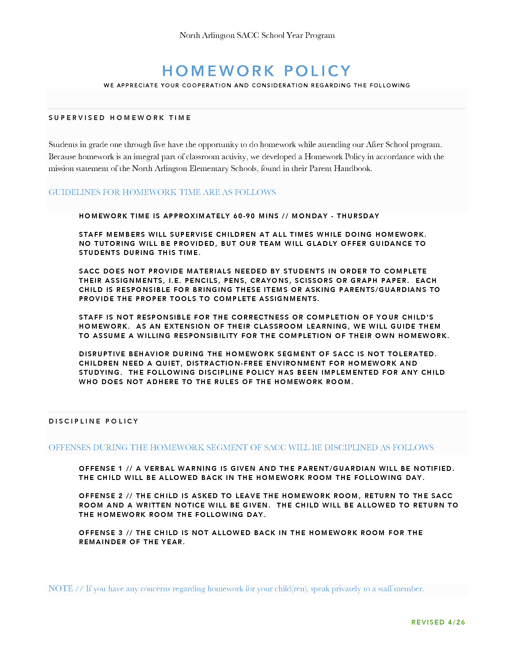 Policy on Homework