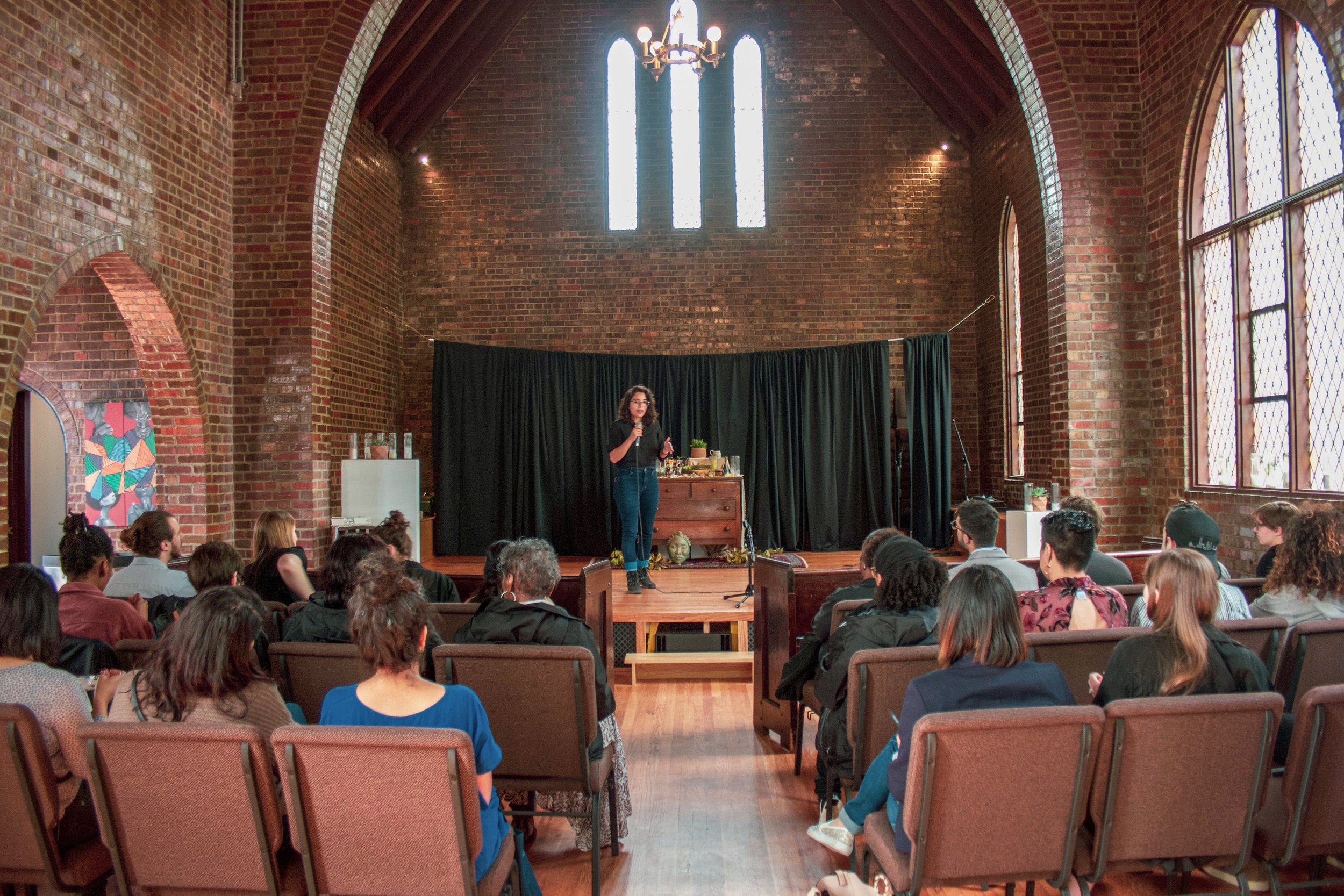  A  Disrupted  community forum in Durham, NC on April 13, 2019. Photo by Rebecca Payne. 