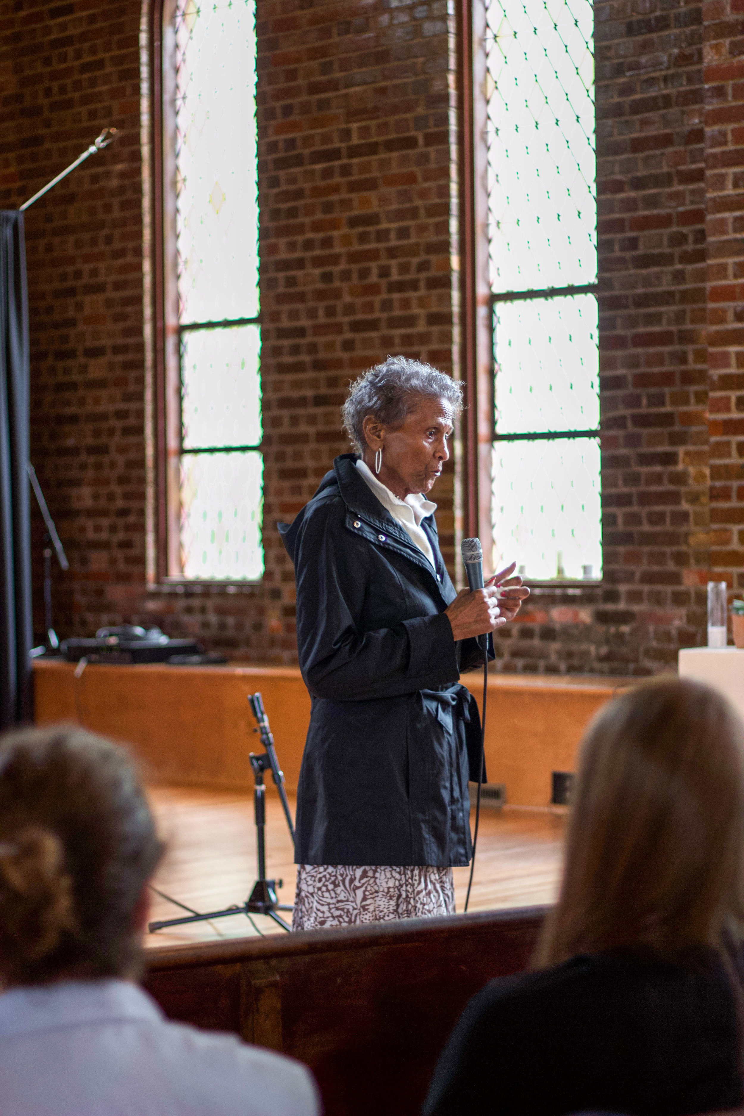   Ms. Turrentine  shares her story at a   community forum in Durham, NC on April 13, 2019. Photo by Rebecca Payne. 