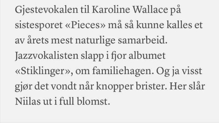 S&aring; stolt og glad over &aring; ha f&aring;tt bidra litt p&aring; @niilas__  sitt nydelige nye album Stone skipping! Dette fra Klassekampen i dag. 🪷 
Anbefaler &aring; h&oslash;re plata!