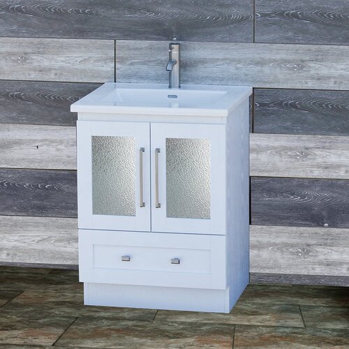 Vanitesse 24 Bathroom White Vanity, 24 Inch Wood Vanity With Vessel Sink
