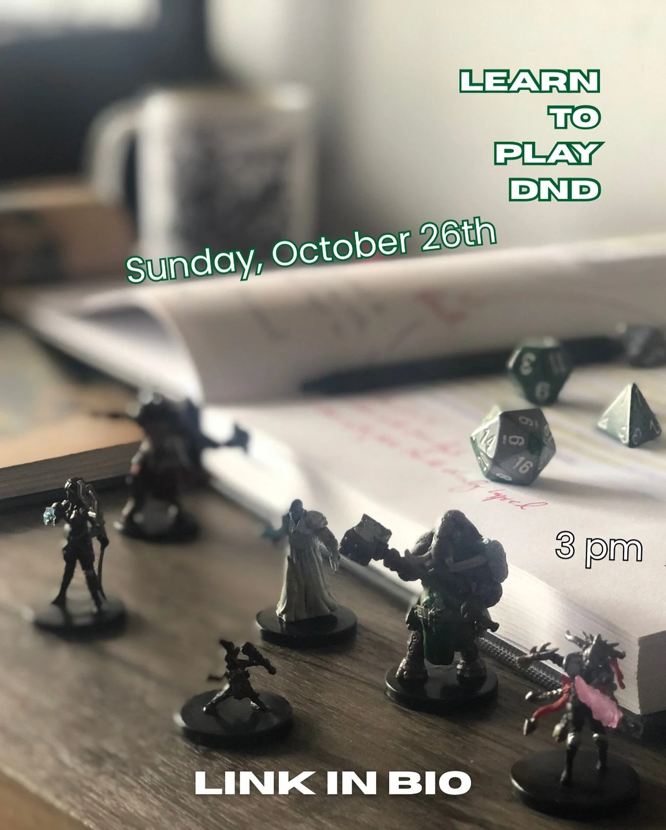 A new adventure awaits. Will you answer the call? ๐บ๏ธ
•
•
•
We’ve got our October Learn to Play DnD on Sunday, October 26th at 3 PM! ๐ Our local DMs will take you through all the basics of rules, characters, game actions, etc an