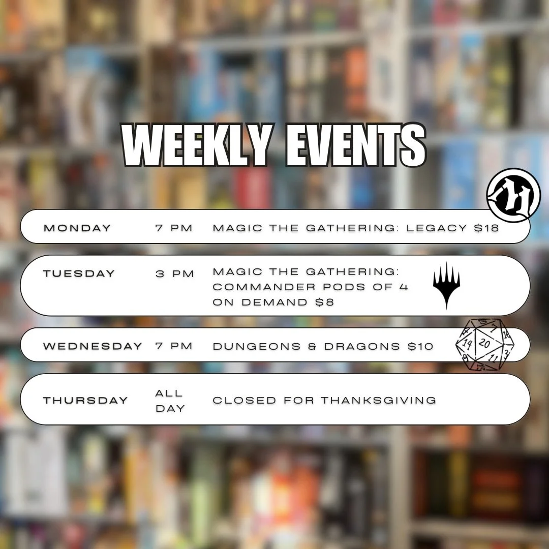 Weekly Schedule 11/24 - 11/30 🗓️
&bull;
&bull;
&bull;
Happy Thanksgiving week to you and yours! 🦃 We&rsquo;re closed this Thursday for the holiday and after that is the @shopsmallastoria Fall Craw starting on Black Friday! We&rsquo;ll have discount