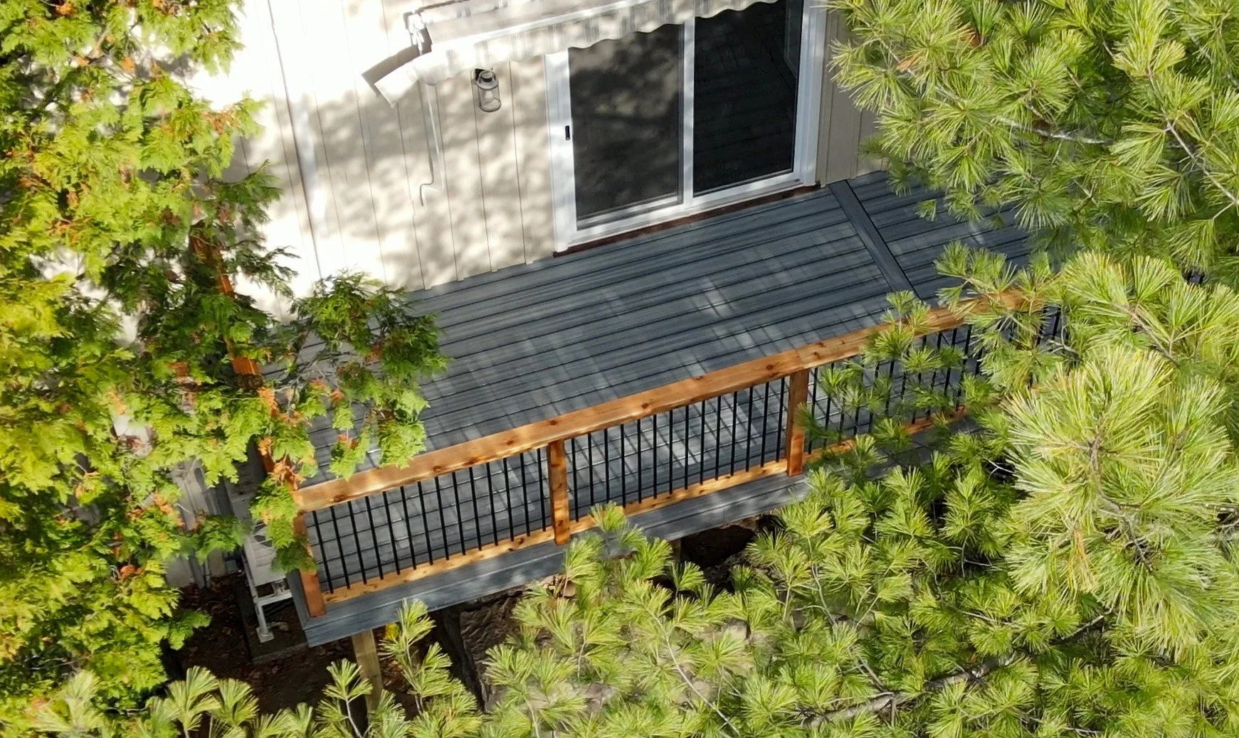 Trex Composite Deck with Cedar Railings in Uxbridge, Ontario