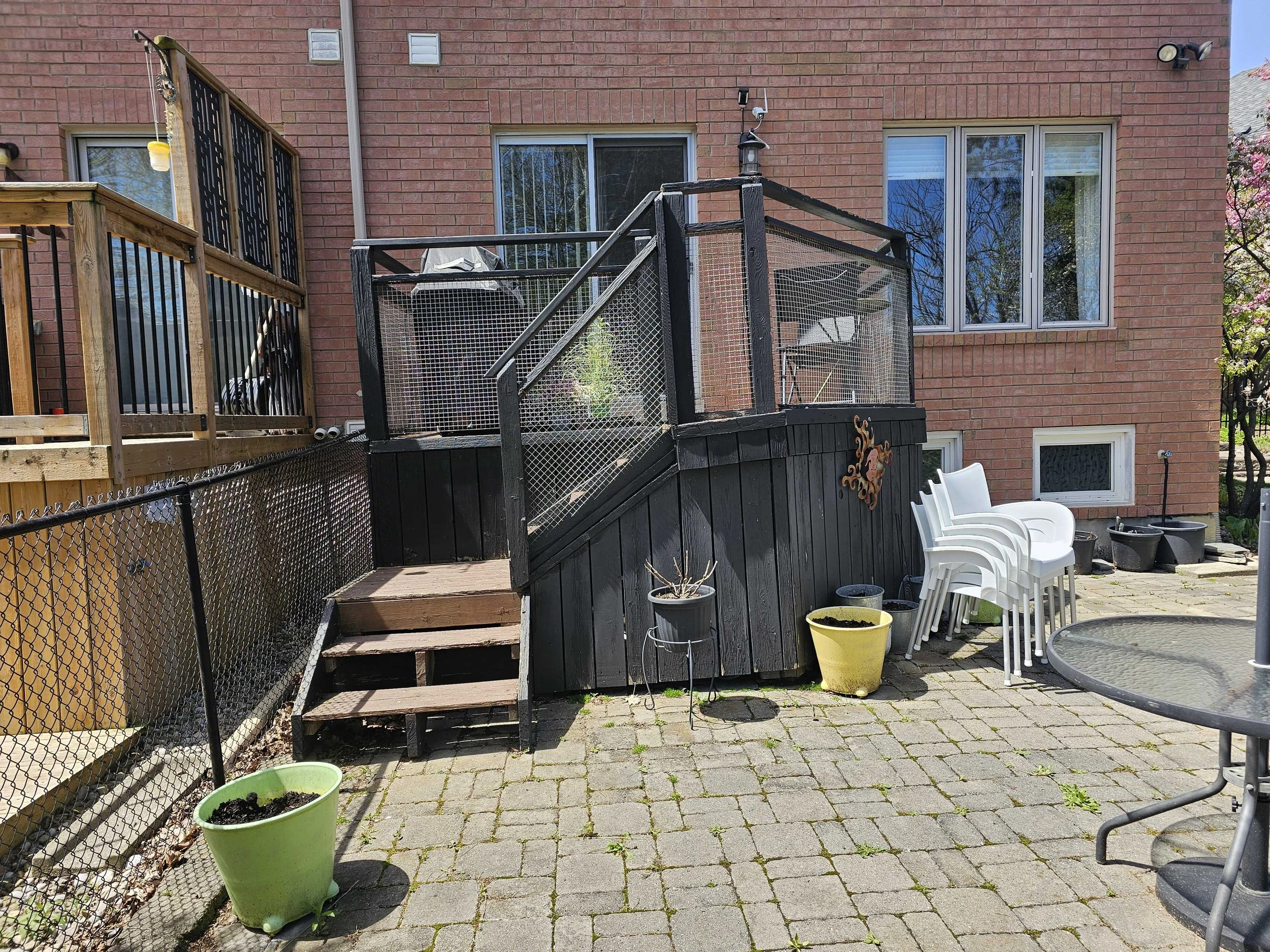 Aging deck with visible wear and structural concerns