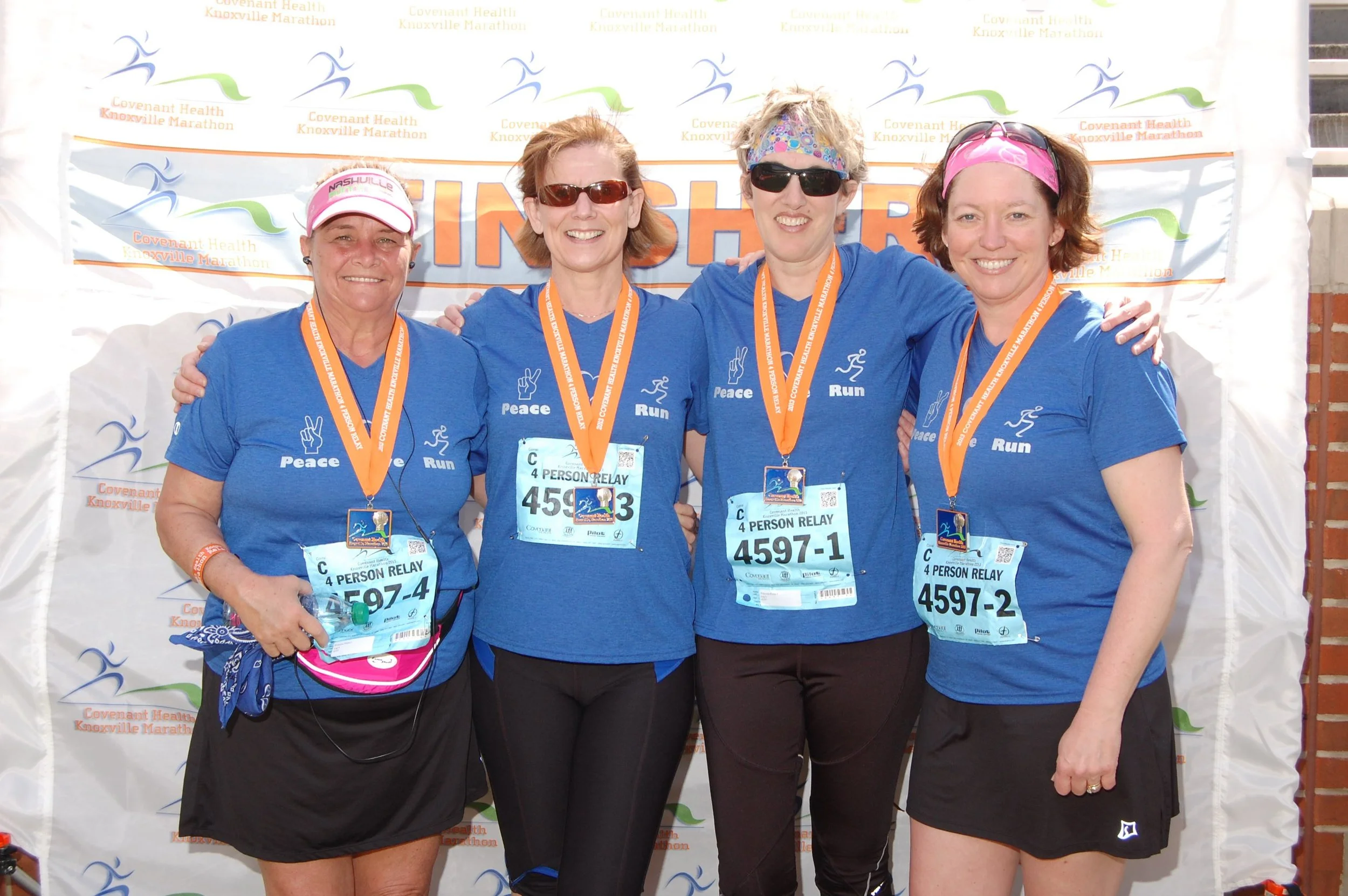 Knoxville_finish_all -- Knoxville Marathon Relay team with Susan Malone, Glenda Crowder and Peggy Stanfield