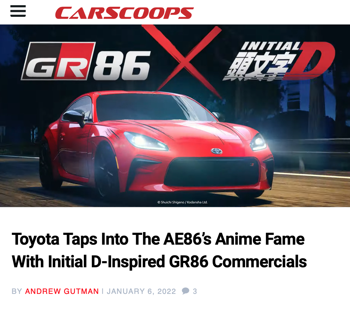 Toyota Taps Into The AE86's Anime Fame With Initial D-Inspired GR86  Commercials