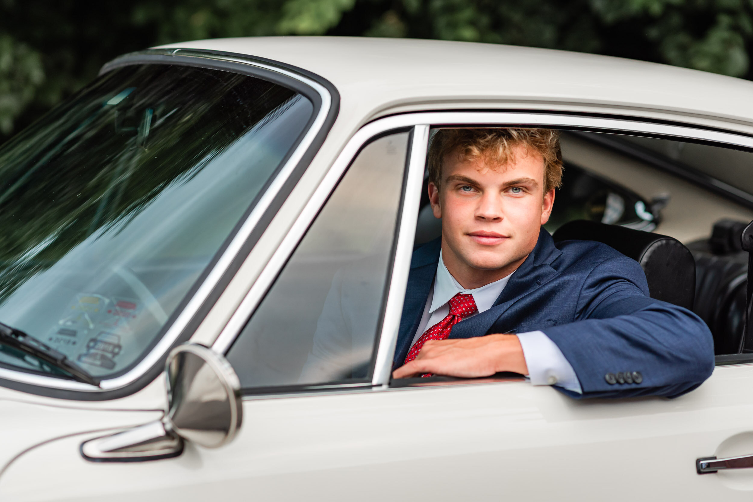 Omaha senior guy in classic car