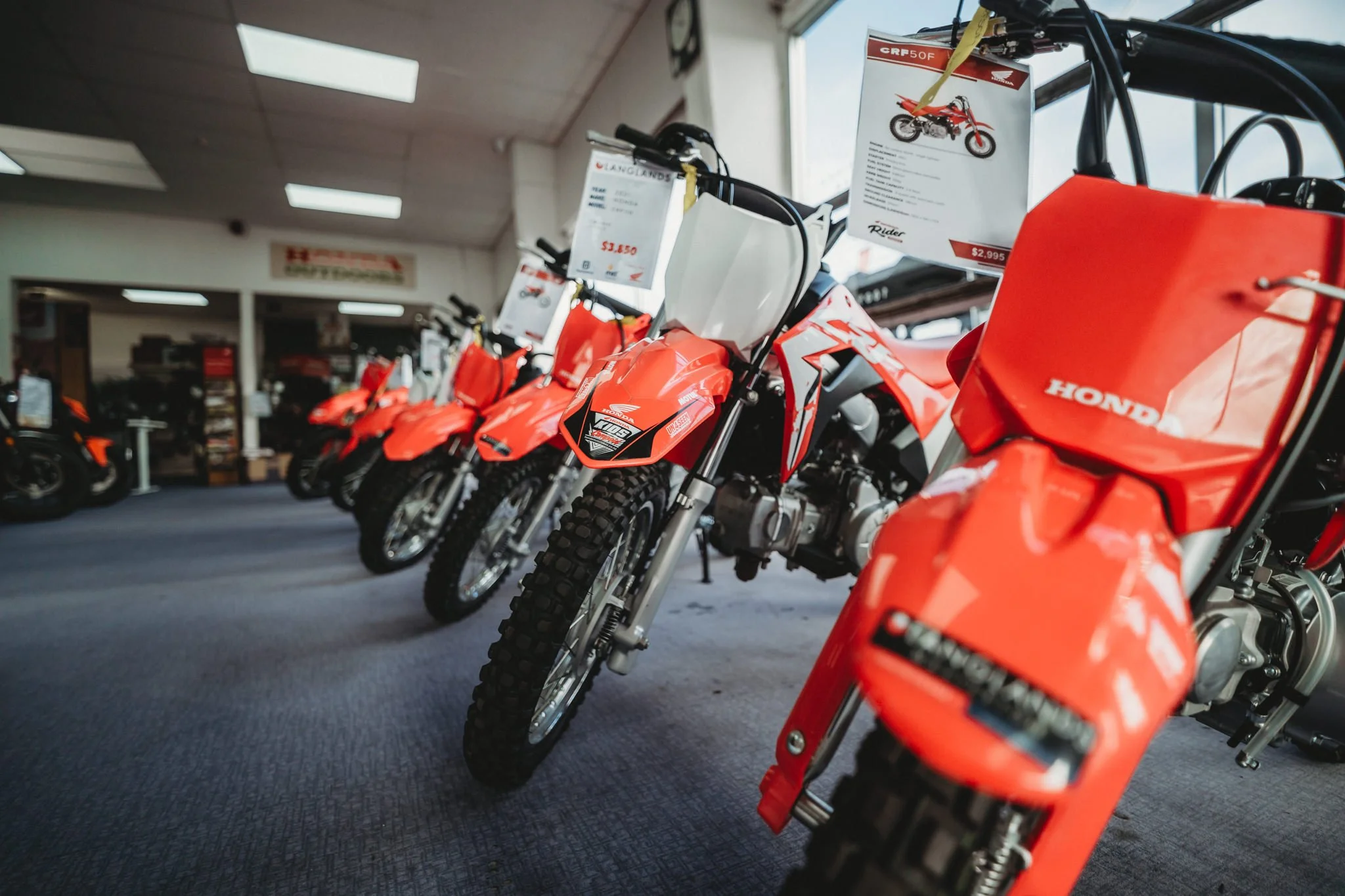 Product image of line of motorcycles