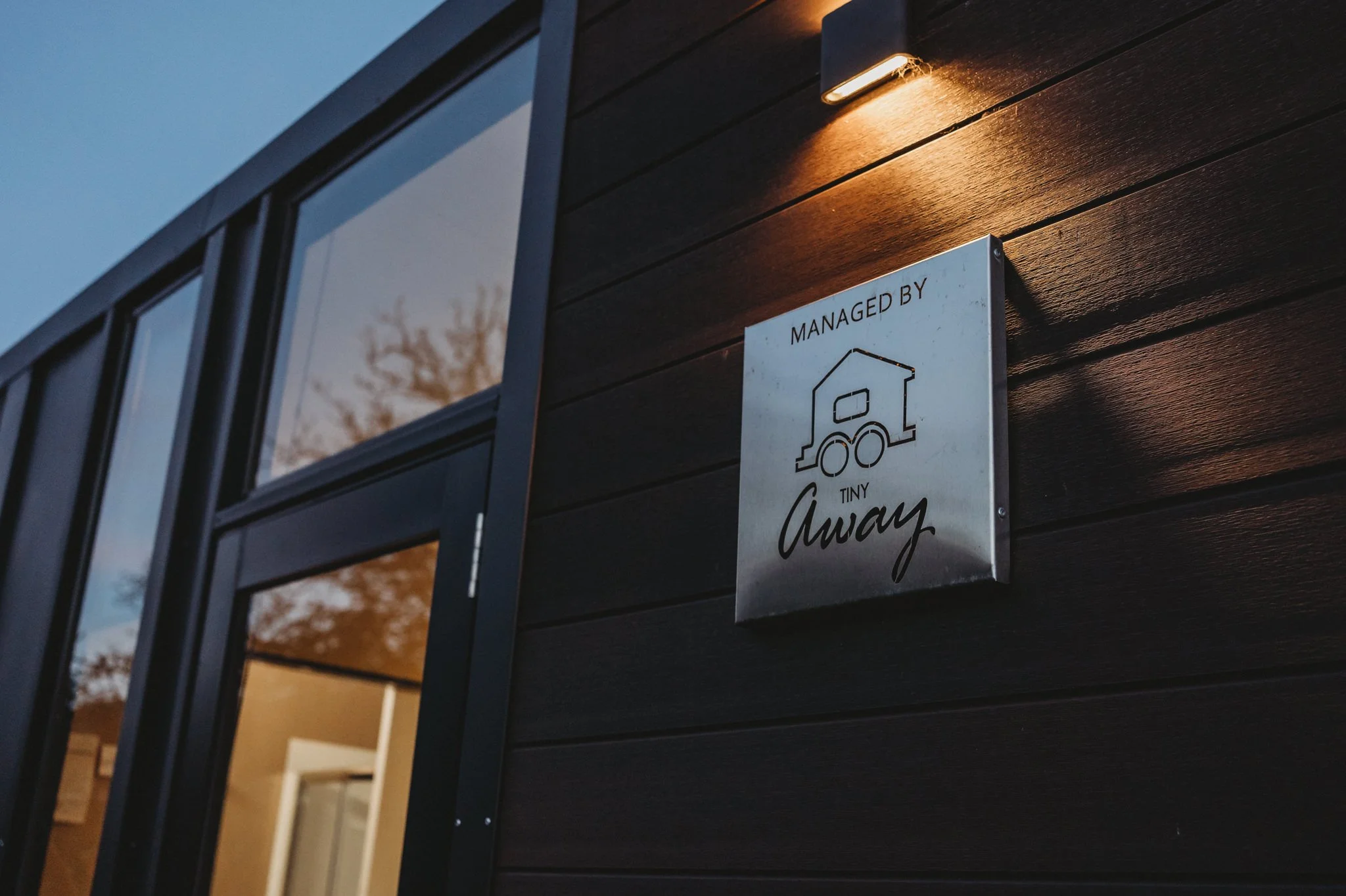 Exterior shot of holiday house at blue hour