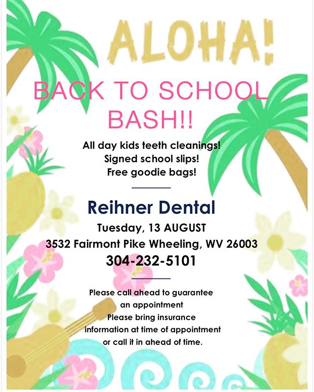 📝✏️🦷 BACK TO SCHOOL BASH AT REIHNER DENTAL! 🦷📝✏️ Call our office today to set up an appointment! (304) 232-5101 #wheelingdentist #generaldentistry #pediatricdentistry #dentalhygiene #brushandfloss