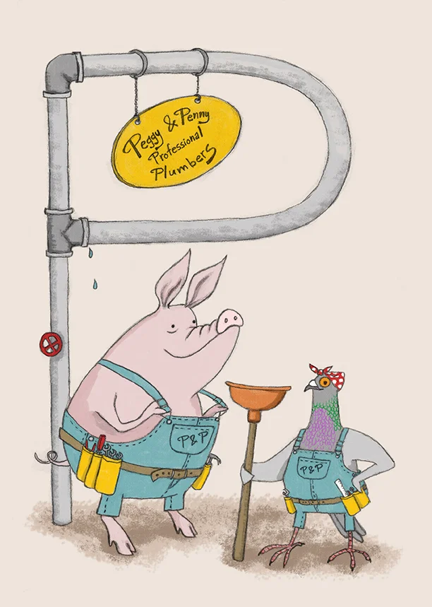  Page for letter P in the Alphabet book by MA Children’s Book illustration students. 