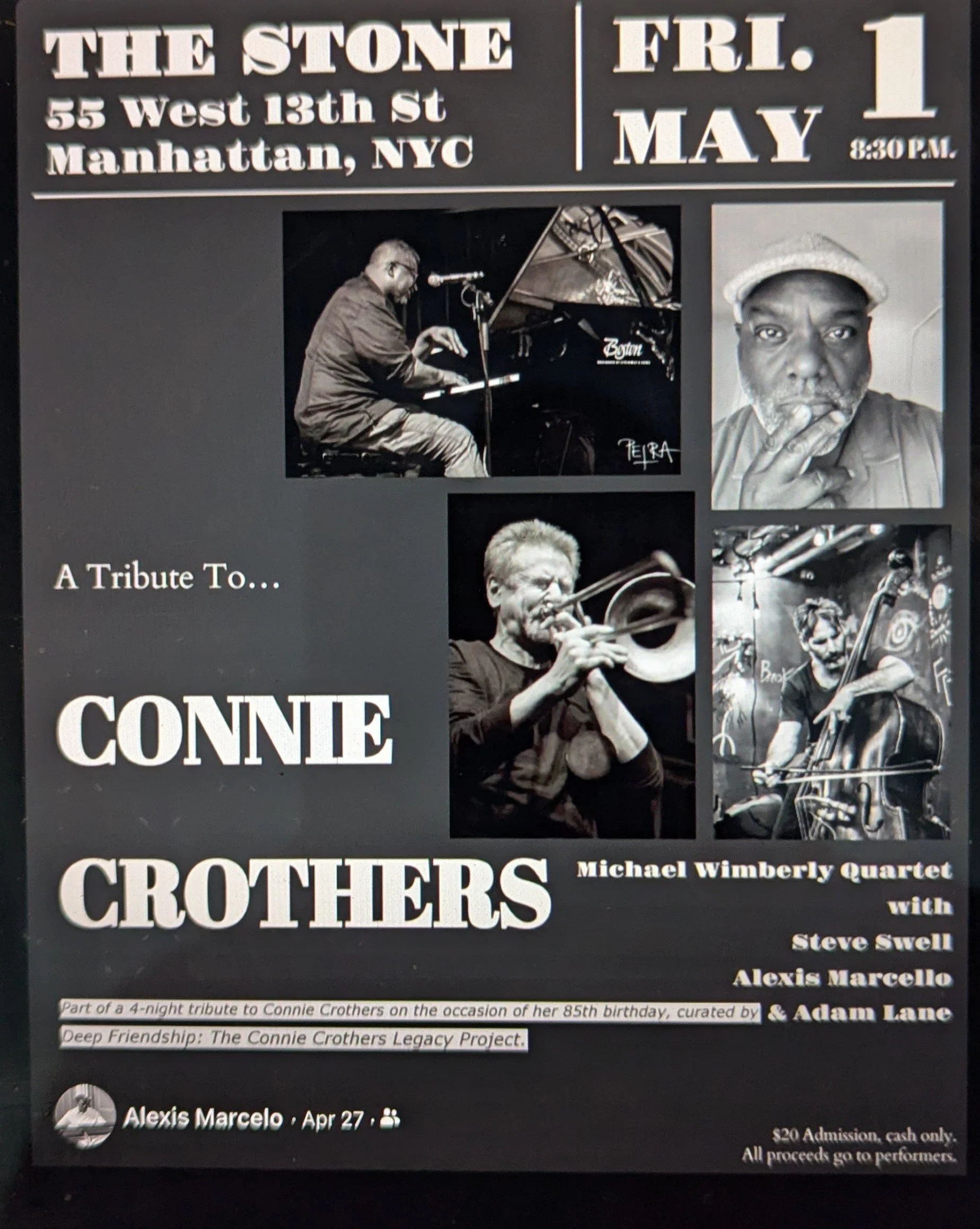 Connie Crothers Tribute with Michael Wimberly, Steve Swell, and Adam Lane