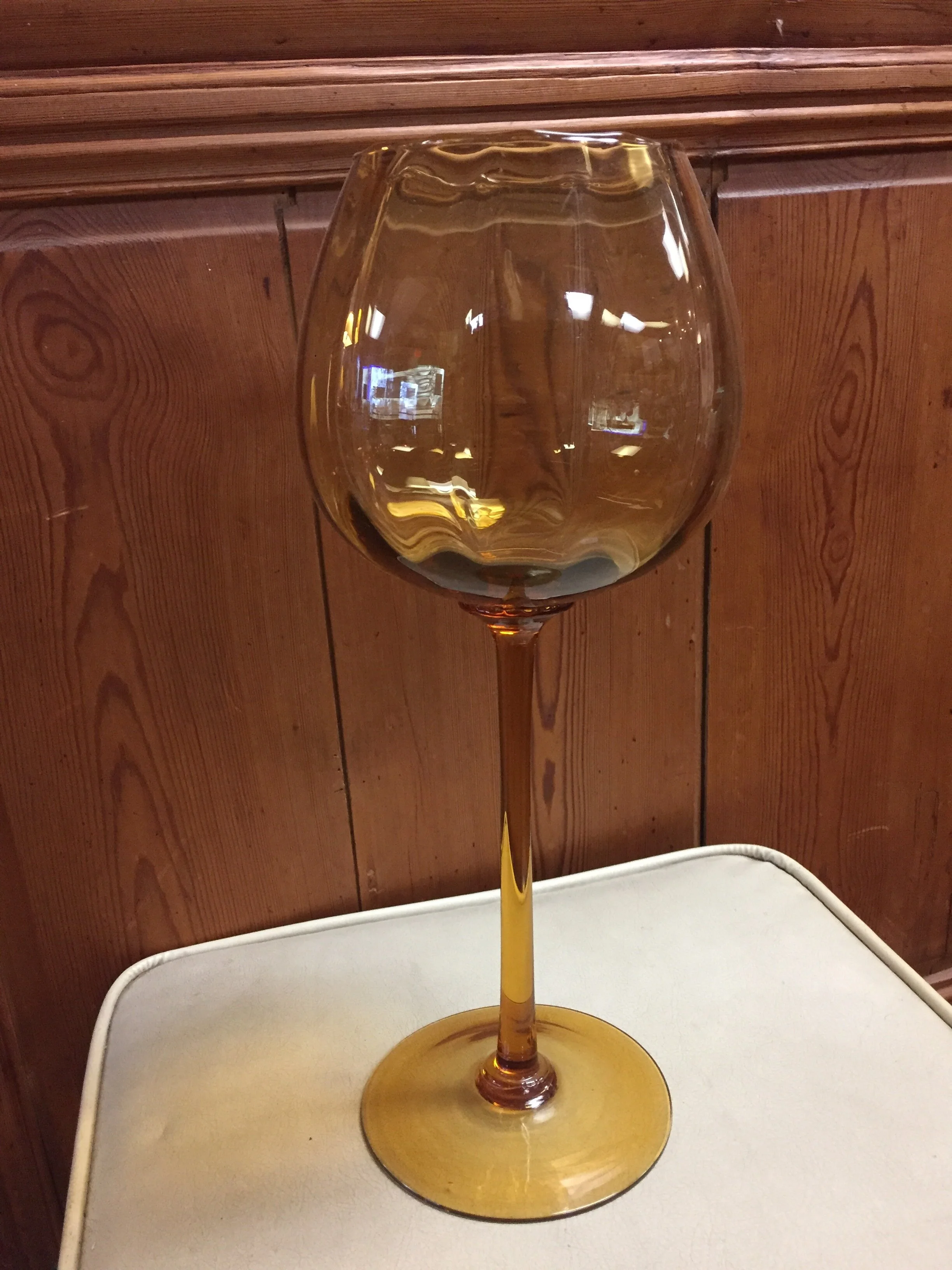 Large Yellow Wine Glass Shaped Dish