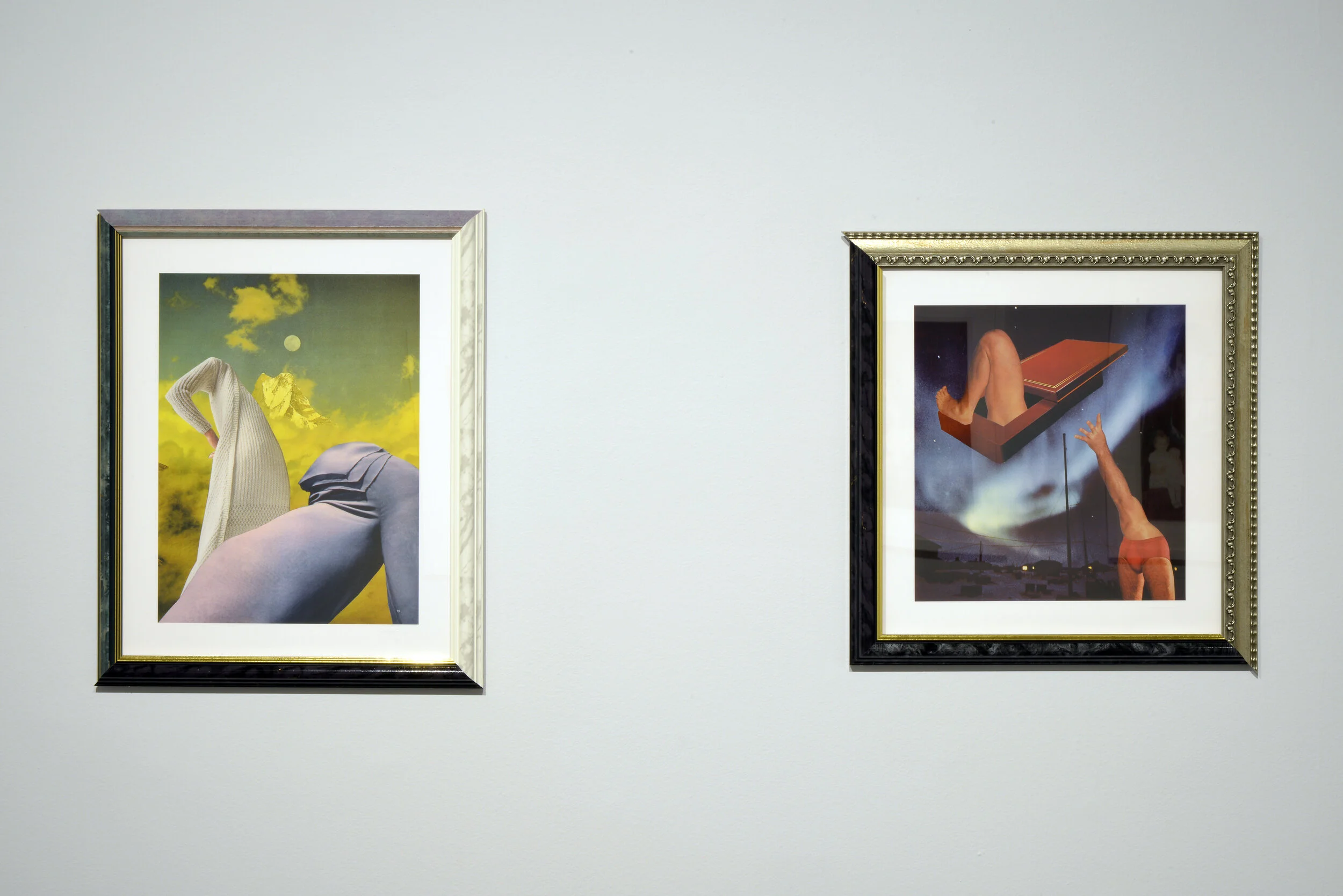 Phomohobes, ‘Sierra Ascendants in FunFrame’, 2019, Arctic Disconnect in FunFrame’, 2017, Hahnemühle prints of paper collages with collaged deadstock frames. Collection of the Artists. Photo by Don Hall.