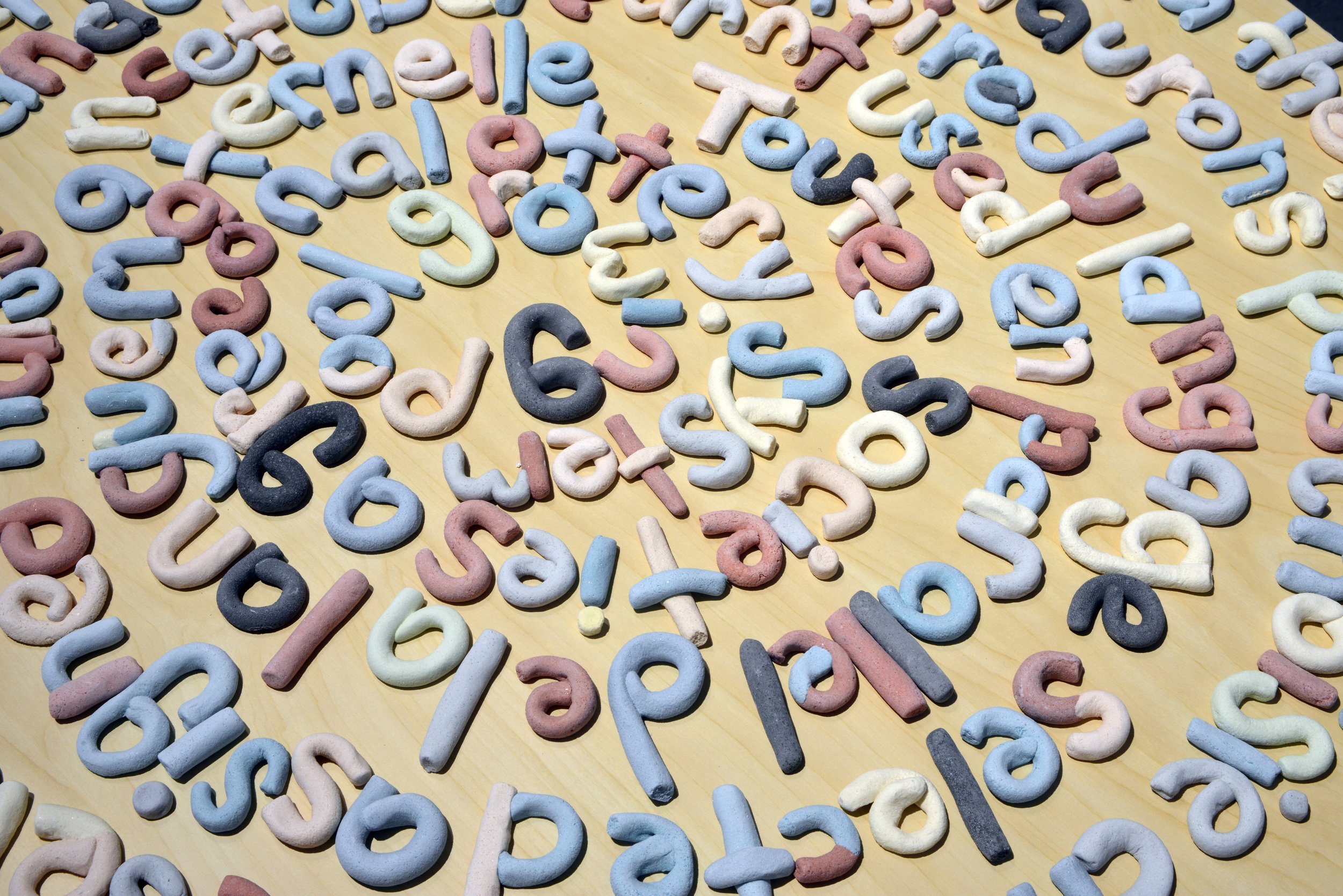  Detail, salt dough text. 