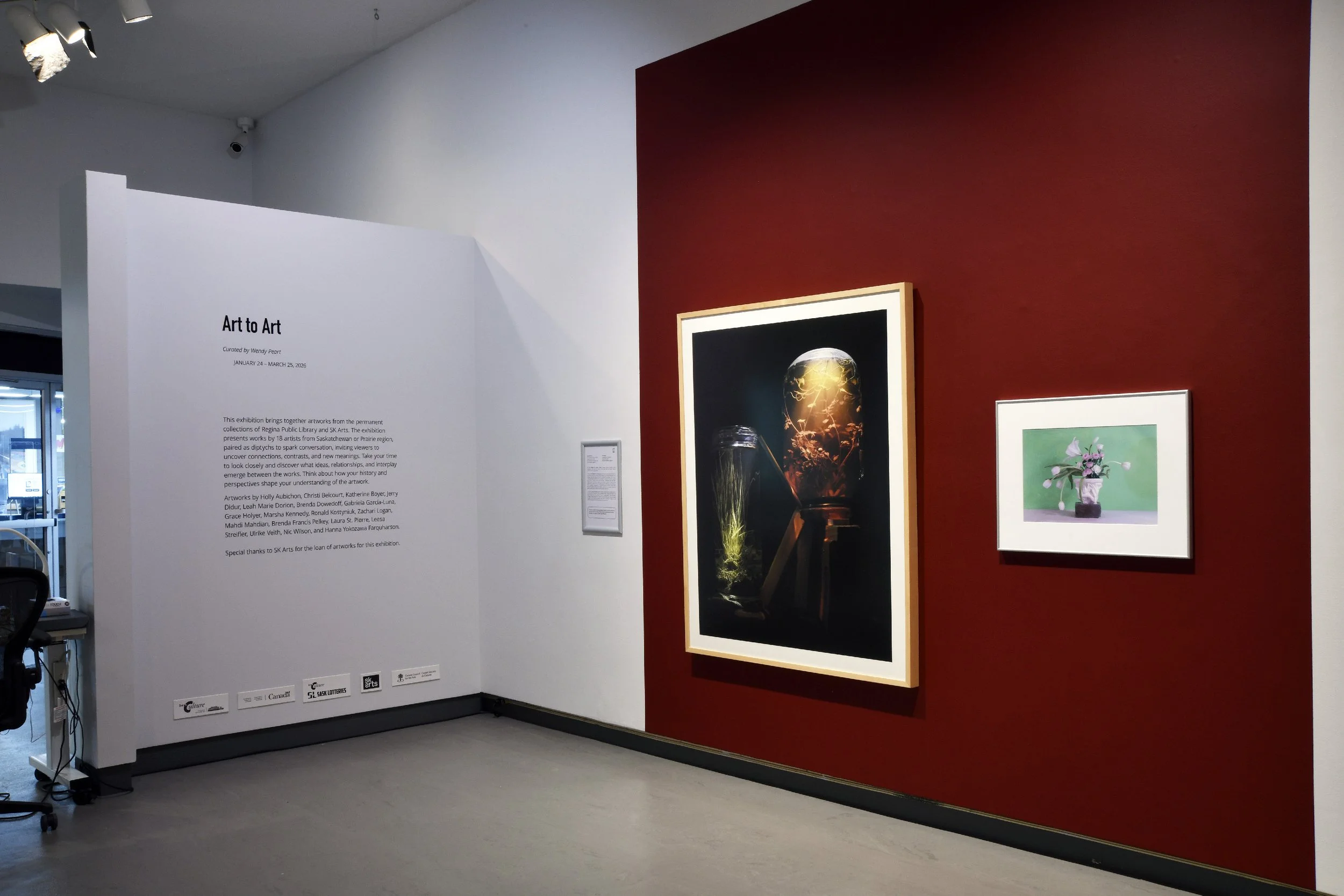  Laura St.Pierre,  Boreal 3 (Fruits and Flowers of the Spectral Garden ), 2018, archival inkjet print on photo rag. Collection of RPL Permanent Collection. (Left.)  Nic Wilson,  Inverted Pietà , 2023-2025, digital photo print. Collection of SK Arts P