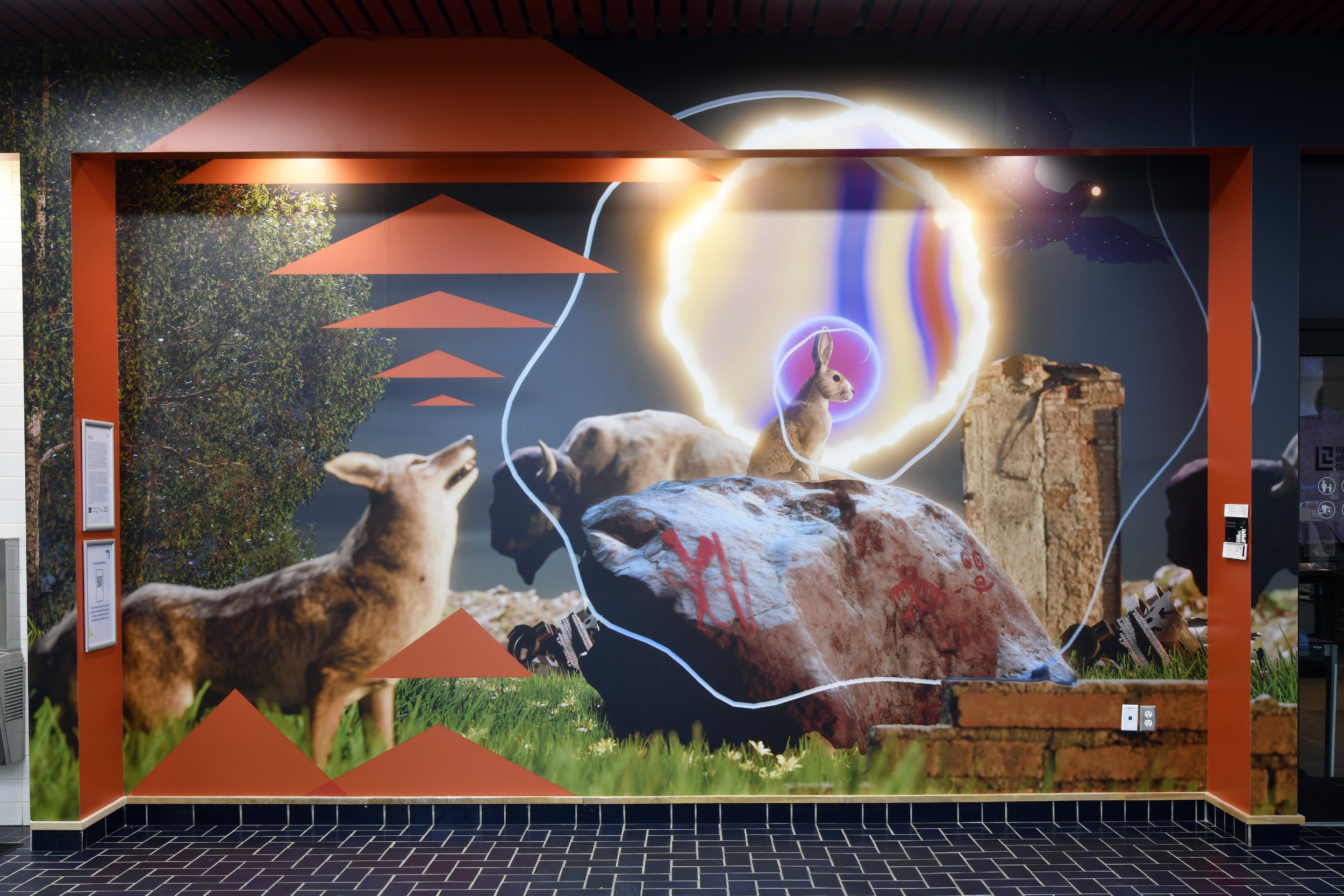  Quinn Hopkins,  The Erratics , 2025, vinyl mural commission. 