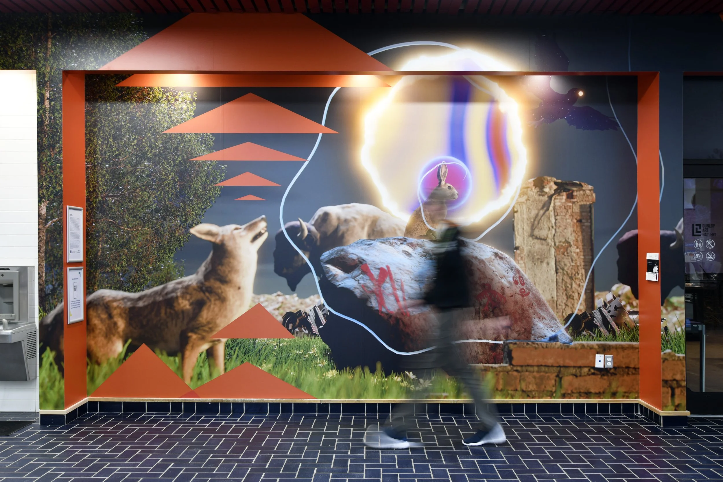  Quinn Hopkins,  The Erratics , 2025, vinyl mural commission. 