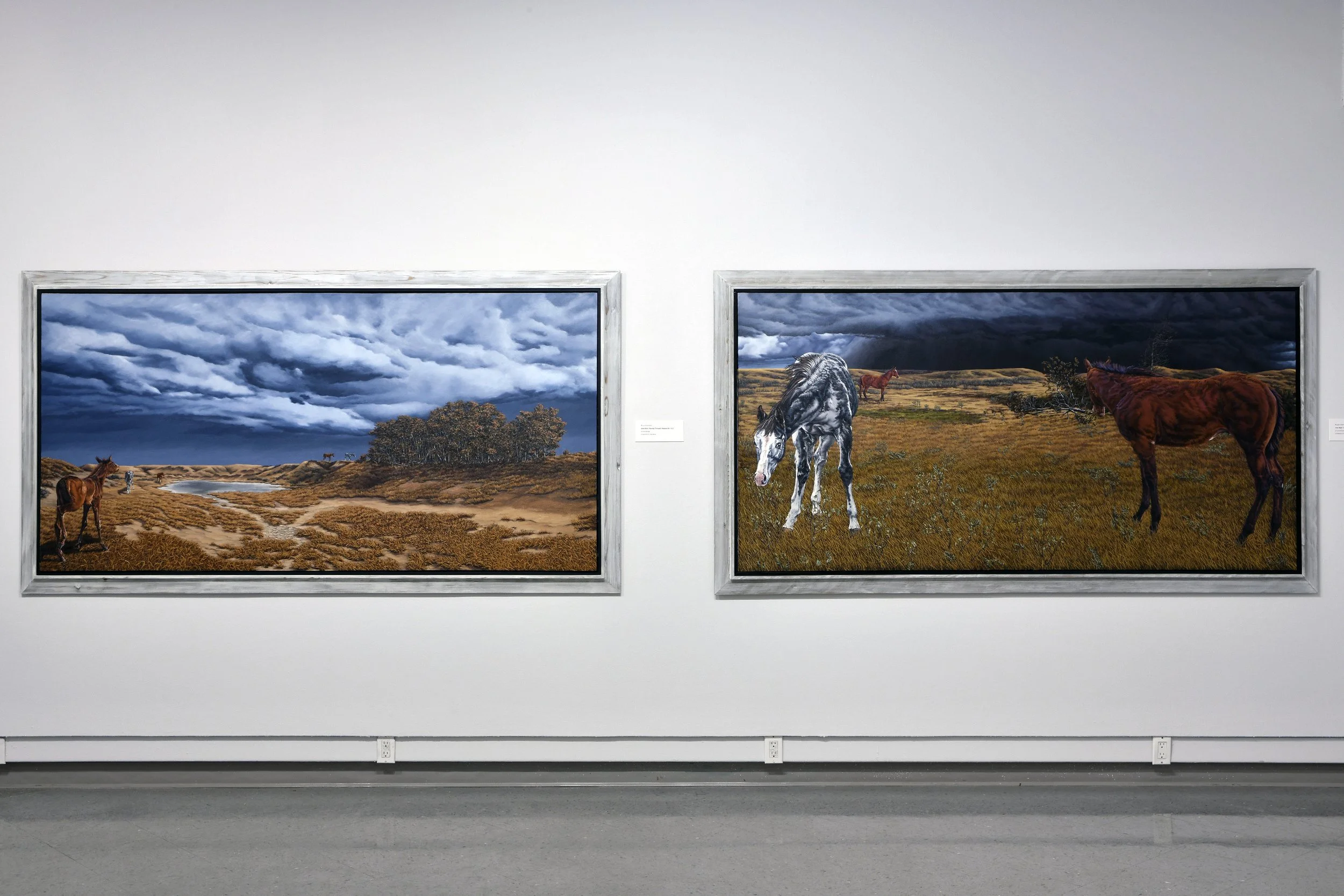   Lost Boys: Passing Through, Passing On , 2020, oil on canvas (left).   Lost Boys: Caution To The Wind , 2021, oil on canvas (right). 