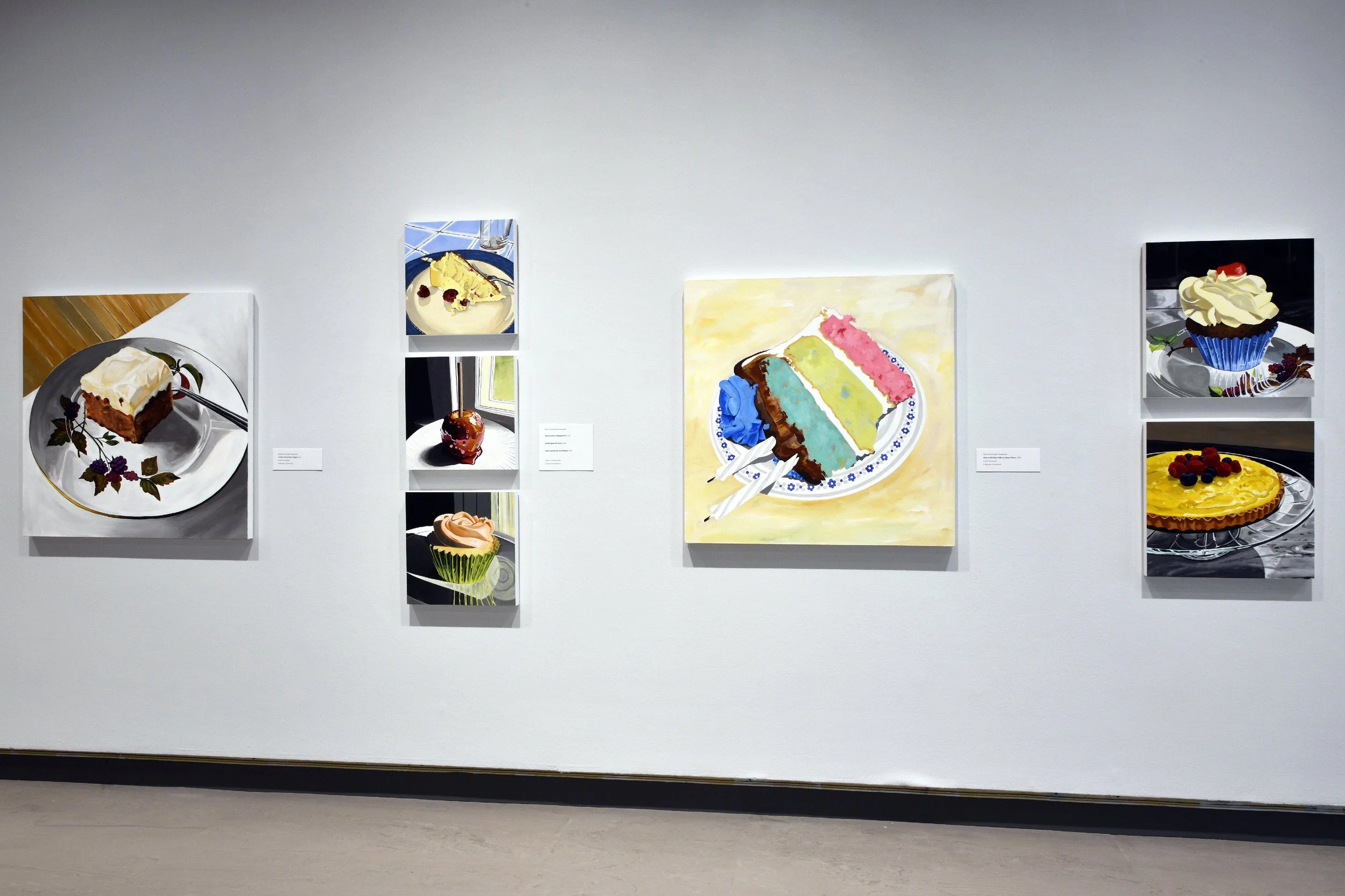  Installation view. Acrylic paintings by Sarah Cummings-Truszkowski, 2023 - 2026. 