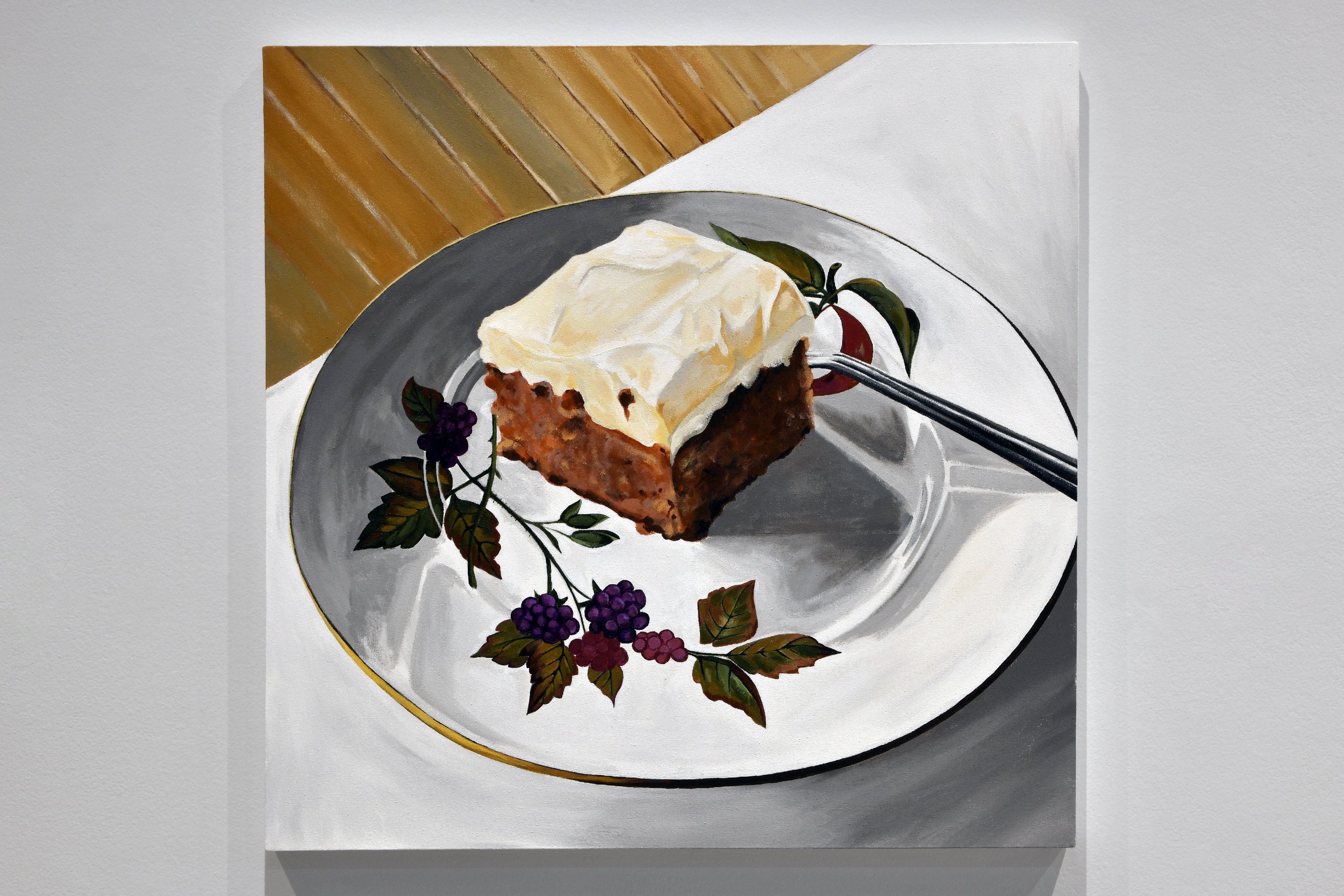  Sarah Cummings-Truszkowski,  Carrot Cake at the Cottage , 2024, acrylic on canvas. 