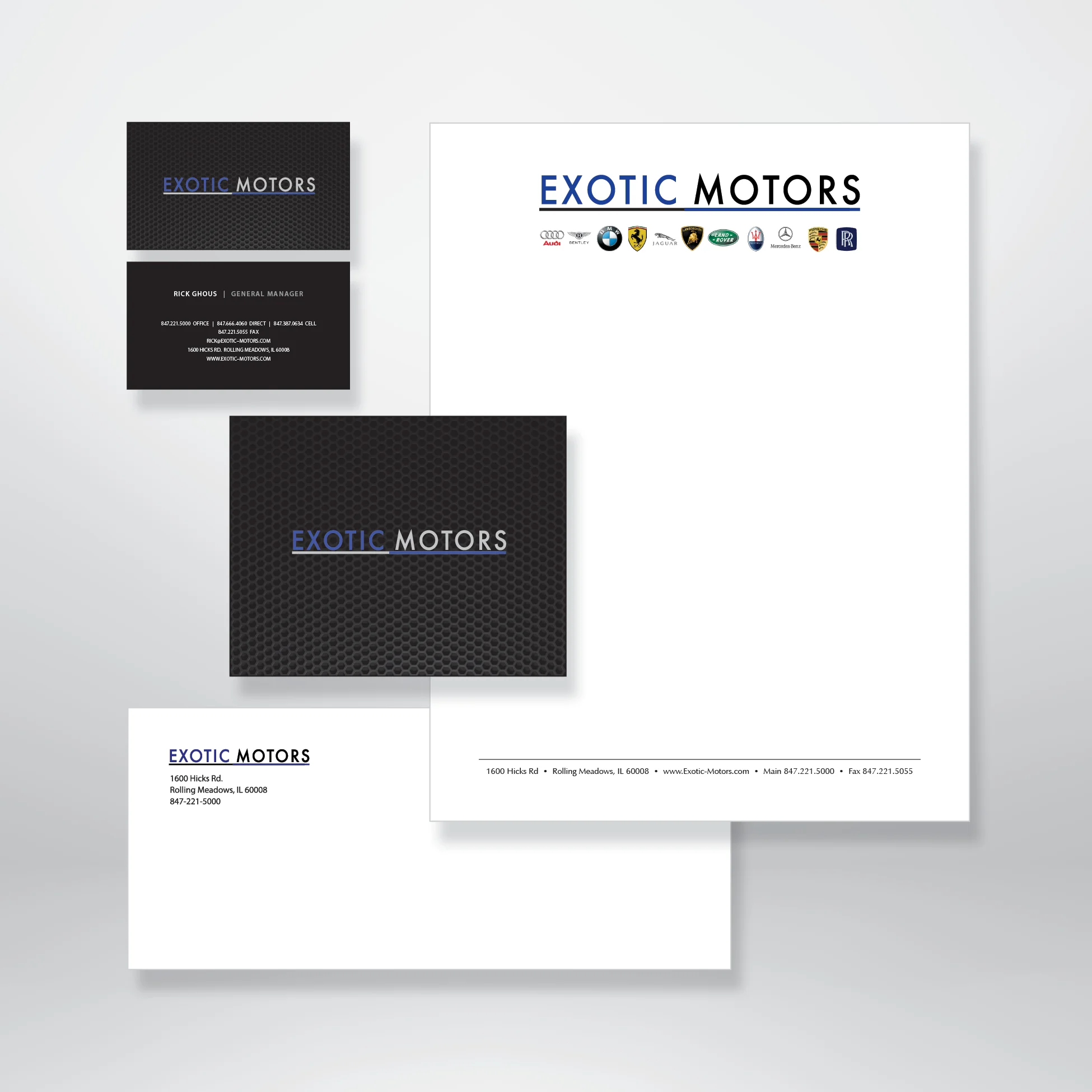 Exotic Motors Stationary and Business Cards