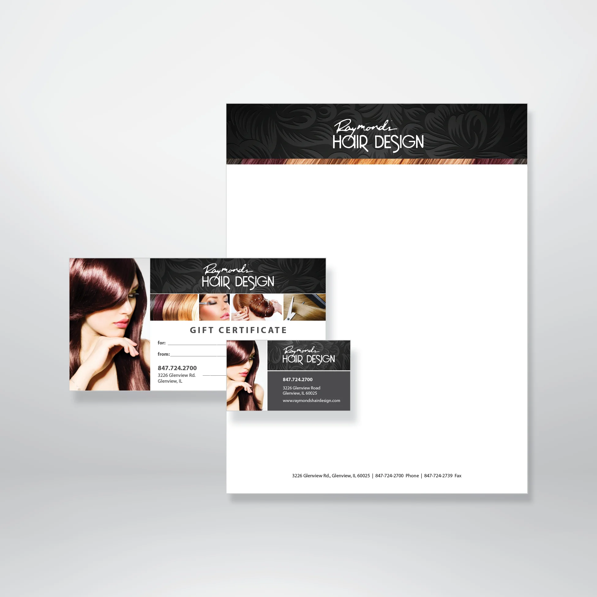 Raymond's Hair Design Letterhead, Business Card and Gift Certificate