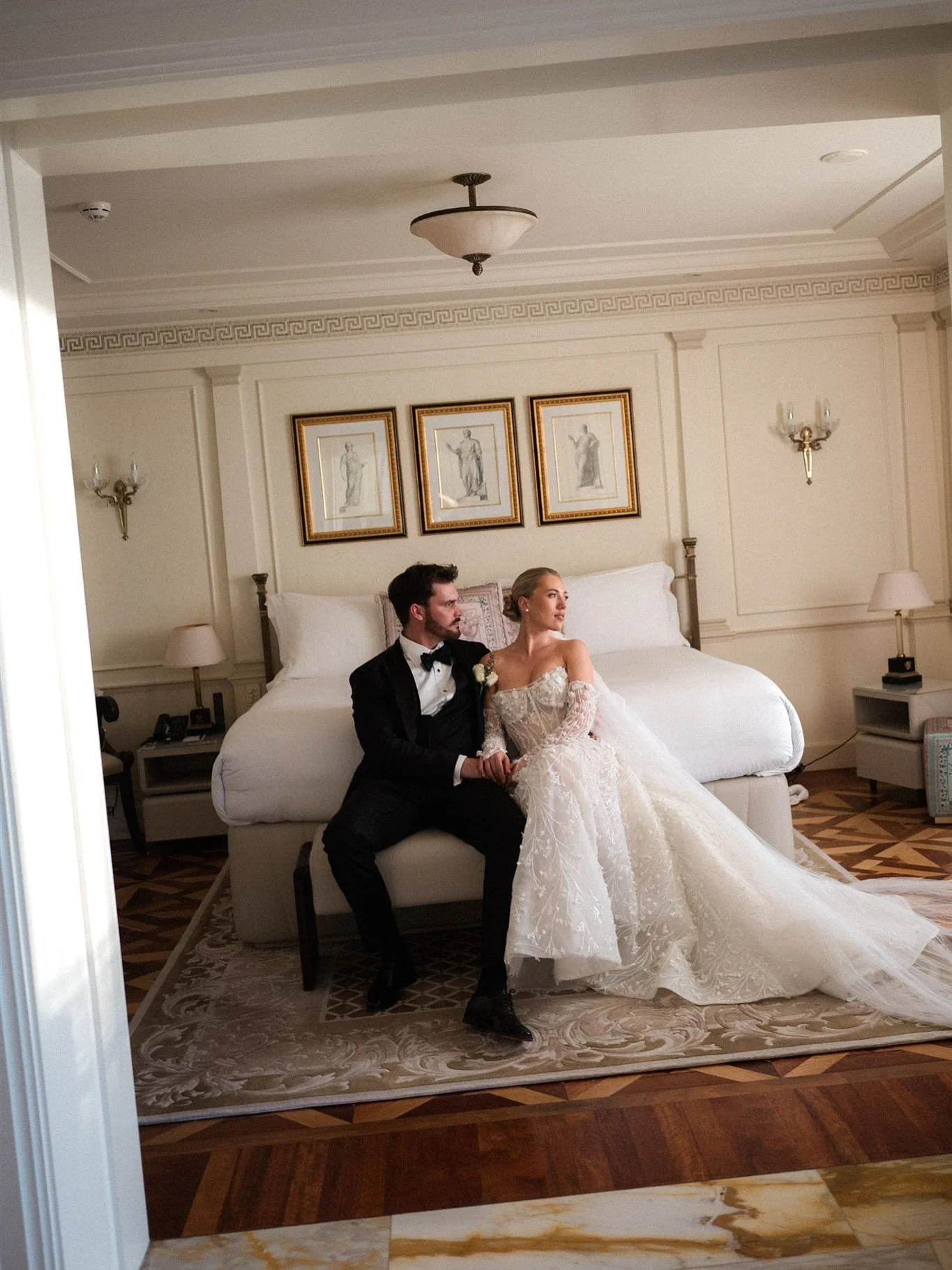 some moments from Parker &amp; Jordan&rsquo;s wedding last weekend at @imperialhotelgc 
a mix of film + digital  Thanks for having me guys ✨

dress @pallascouture 
suit @mjbale 
hair @themakeuphut__ 
makeup @taylarussellmua 
florist @marinamirageflor