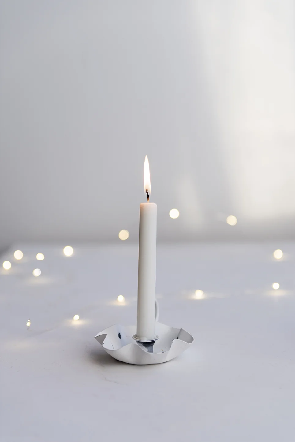 Candle and fairy lights