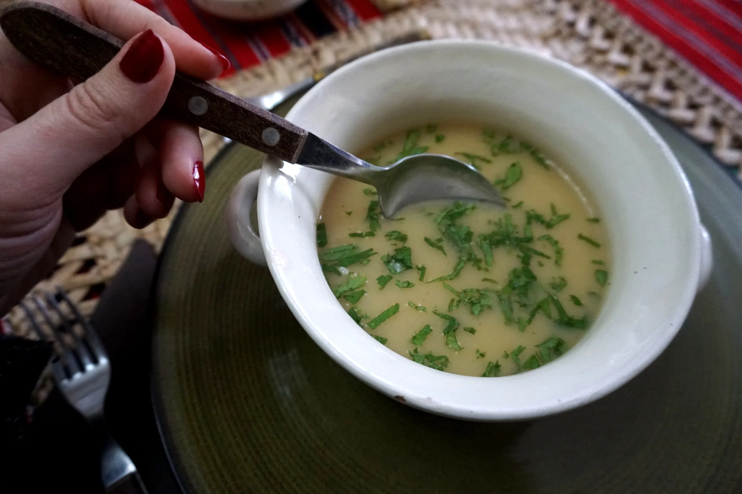 Romanian starter: vegetarian vegetable soup.