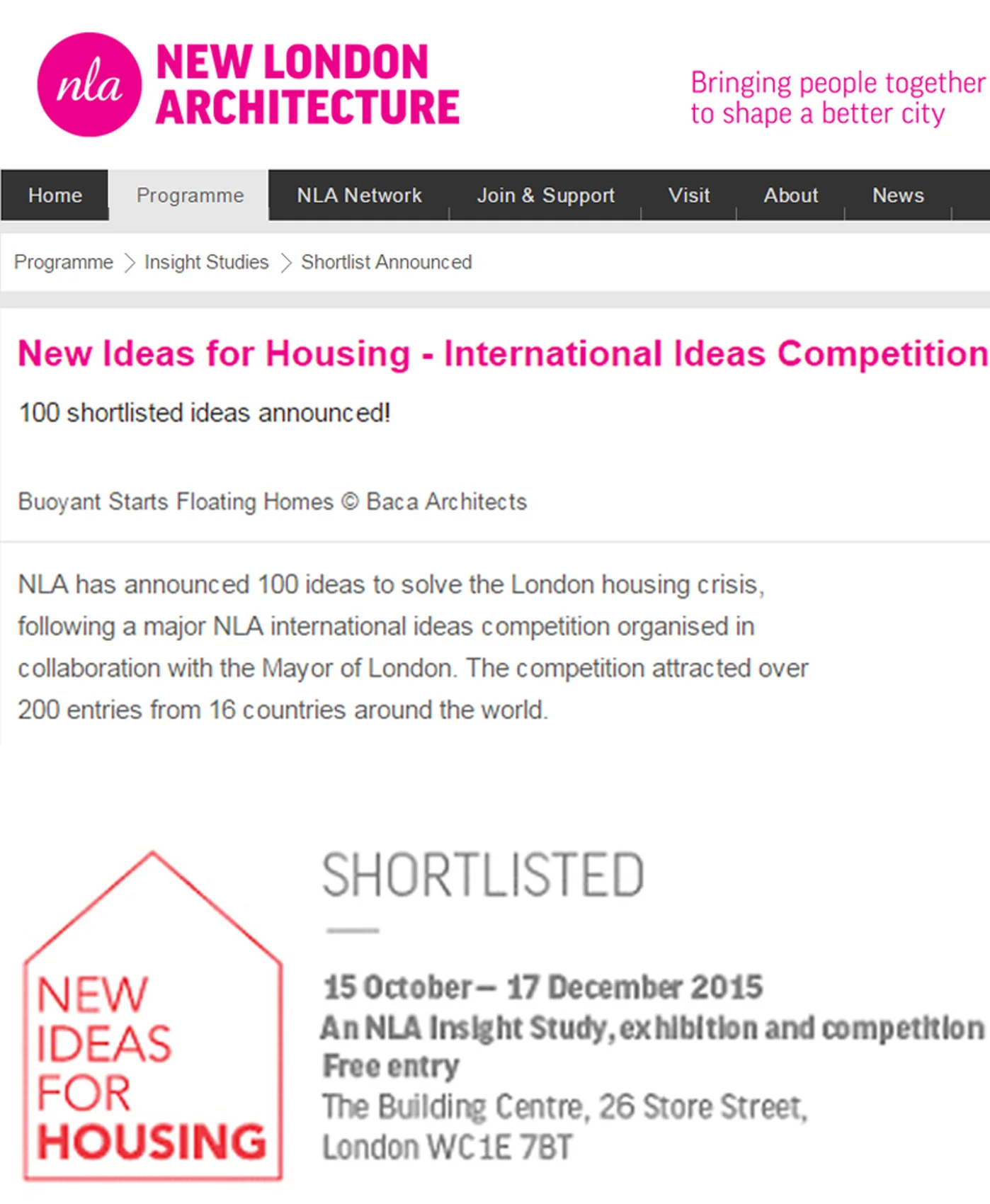 Edgley Design's Idea Short-Listed In New Ideas For Housing - International Ideas Competition