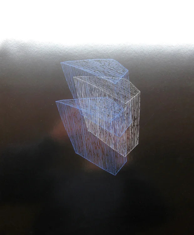 Untitled, 2014 acrylic on specular cardboard one-off screenprint 84 x 59 cm (3-14)