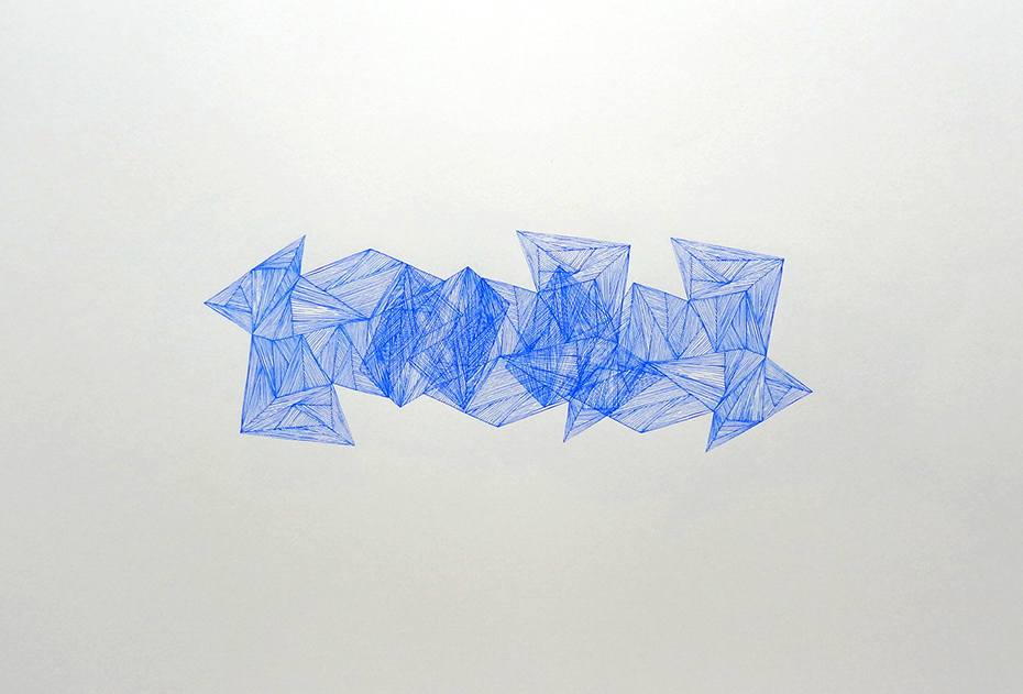  Imaginative Spaces (blue), 2012 acrylic on paper one-off screenprint 59 x 42 cm (8-12) 