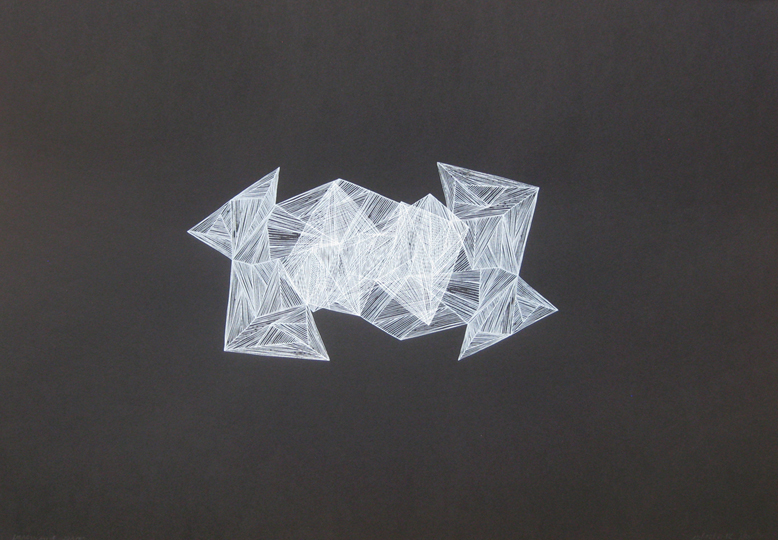 Imaginative Spaces (black/white), 2012 acrylic on paper one-off screenprint 59 x 42 cm (6-12) 