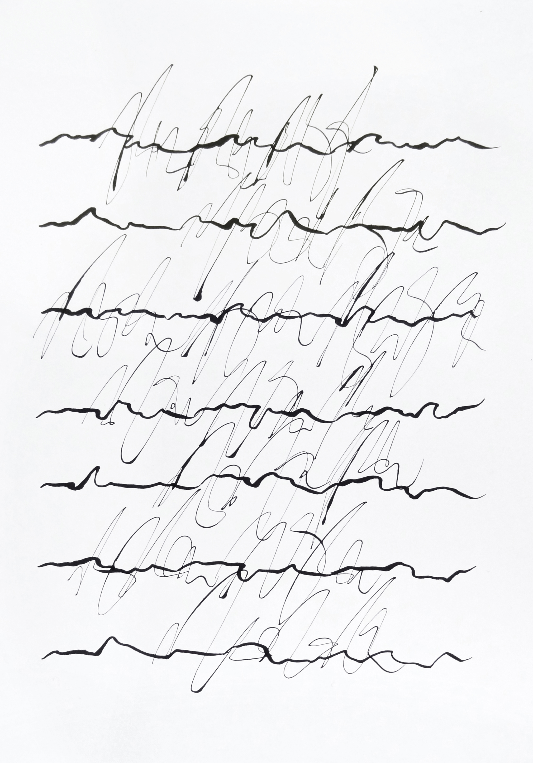  rhythm and flow studies, 2019 calligraphy ink on paper 42,0 x 29,7 cm (1-19) 