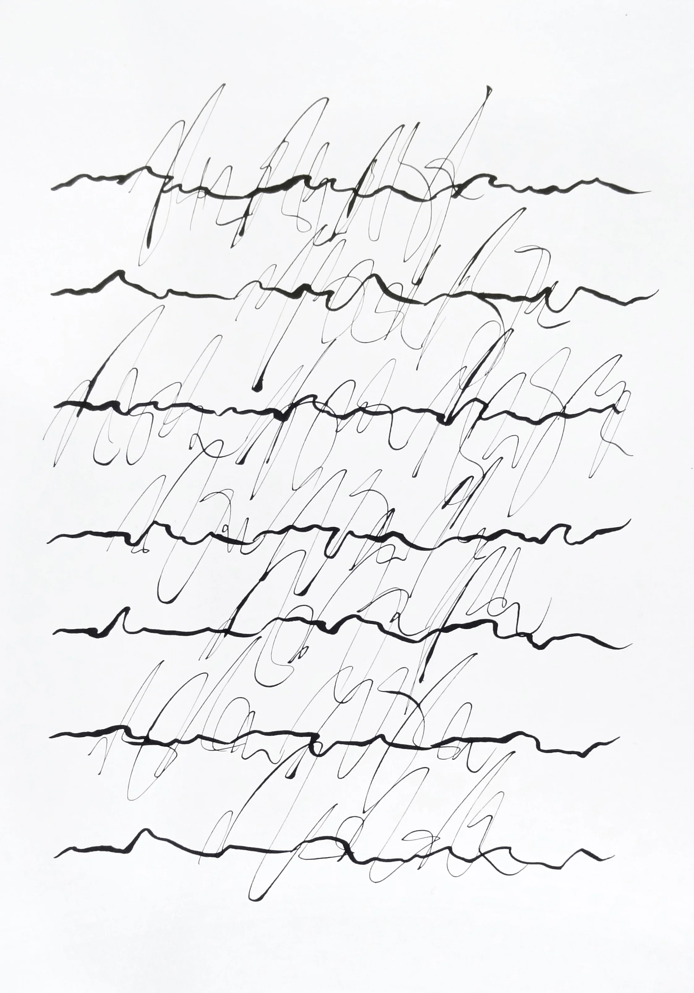 rhythm and flow studies, 2019 calligraphy ink on paper 42,0 x 29,7 cm (1-19)
