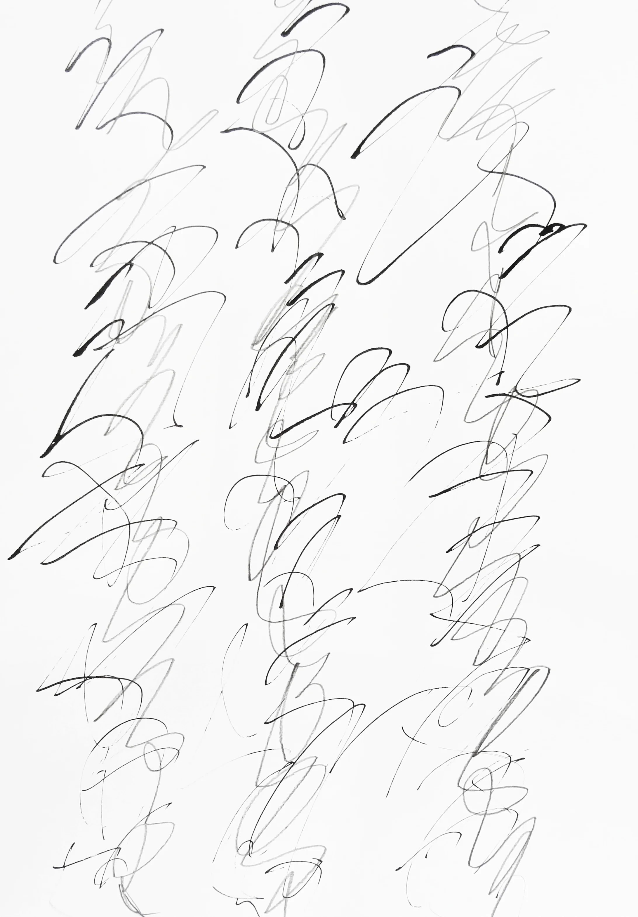rhythm and flow studies, 2019 calligraphy ink and pencil on paper 42,0 x 29,7 cm (9-19)