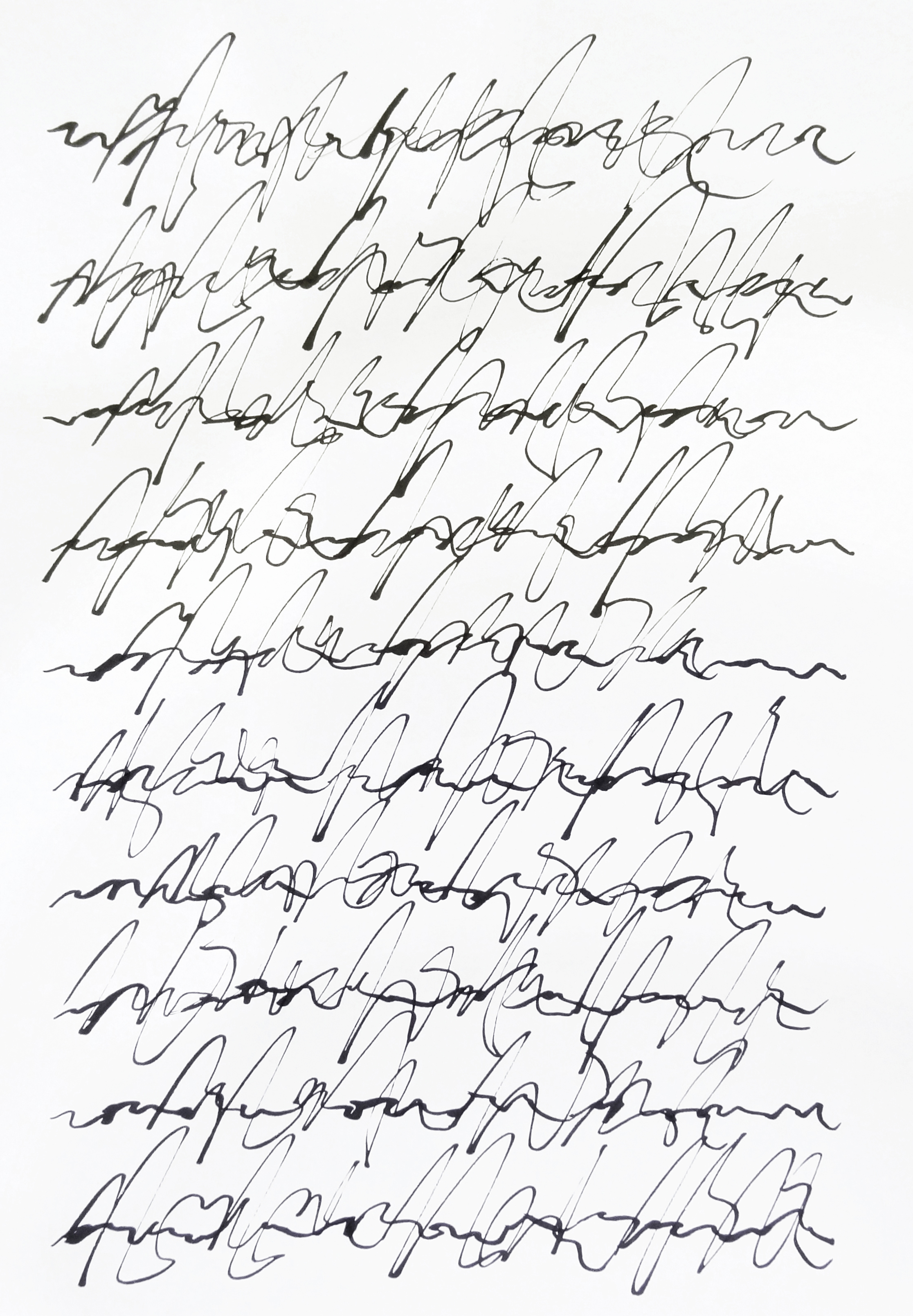  rhythm and flow studies, 2019 calligraphy ink on paper 42,0 x 29,7 cm (3-19) 