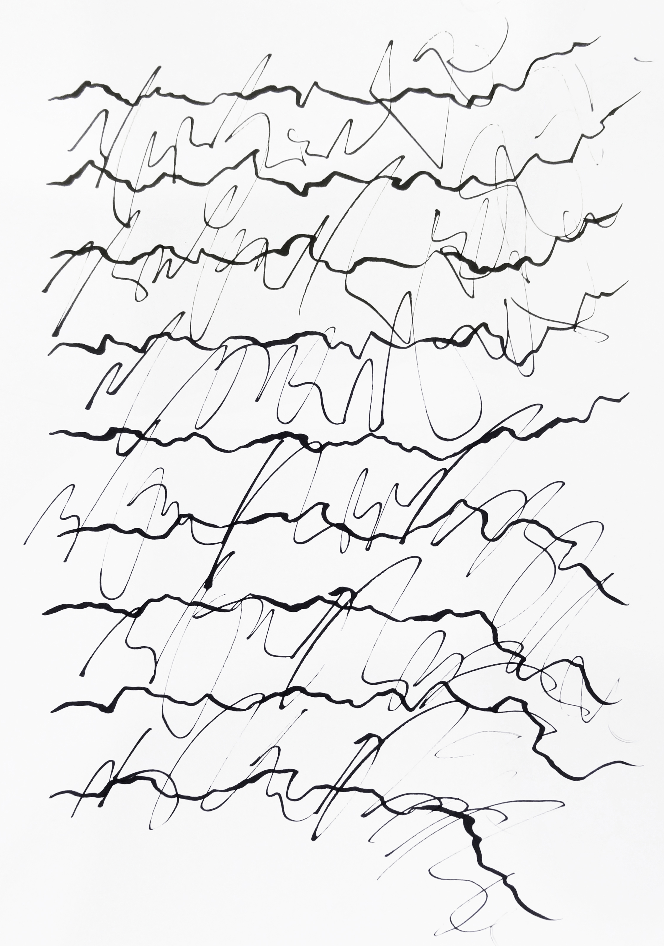  rhythm and flow studies, 2019 calligraphy ink on paper 42,0 x 29,7 cm (2-19) 