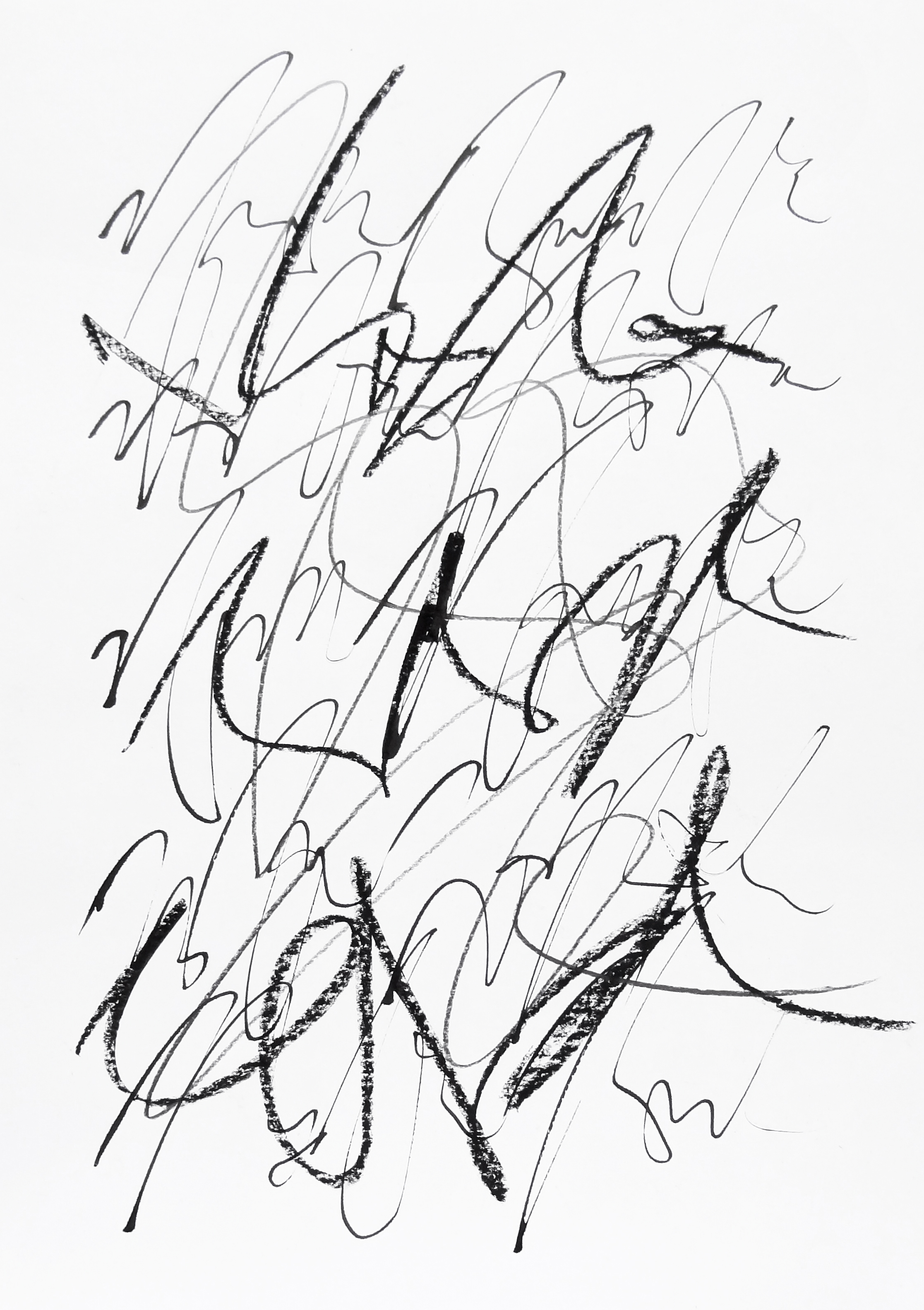  rhythm and flow studies, 2019 calligraphy ink, pencil and chalk on paper 42,0 x 29,7 cm (14-19) 